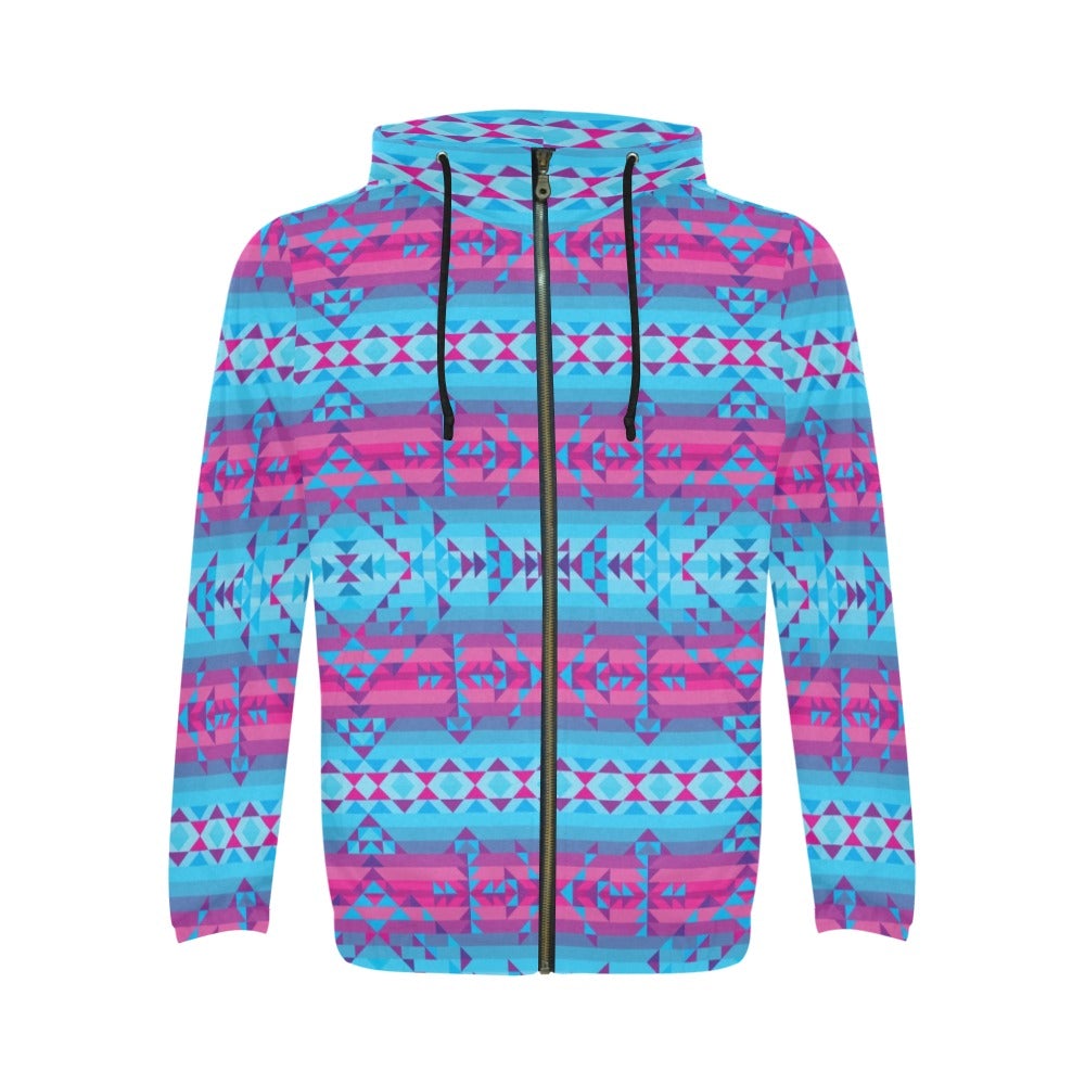 Cool Frost All Over Print Full Zip Hoodie for Men (Model H14) hoodie e-joyer 