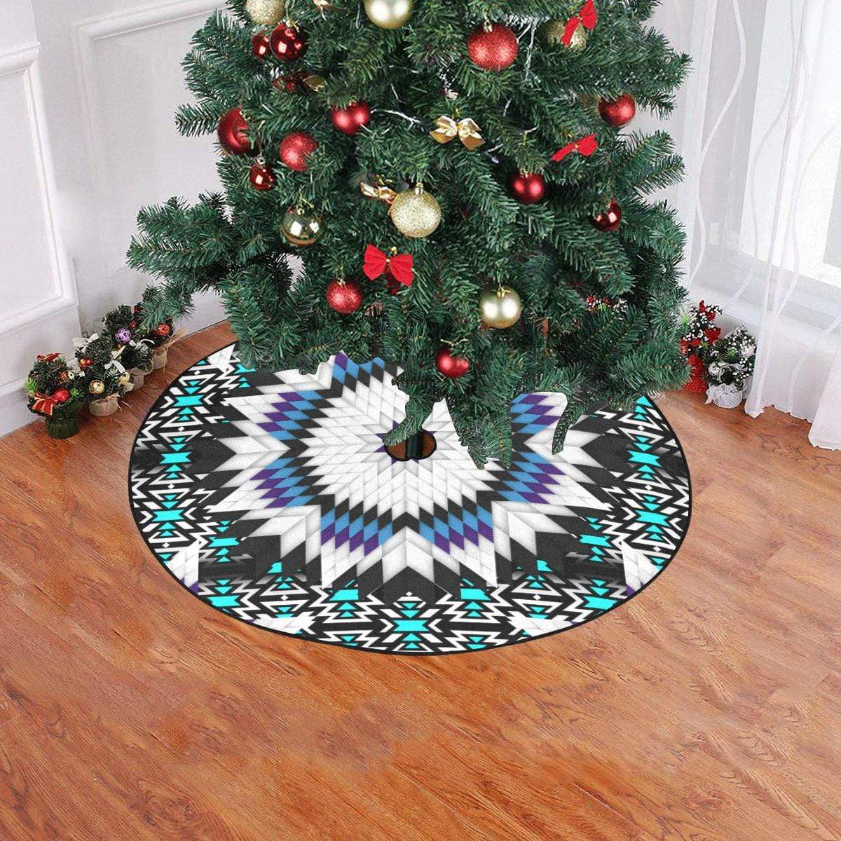 Cool Sky Star Christmas Tree Skirt 47" x 47" Christmas Tree Skirt e-joyer 