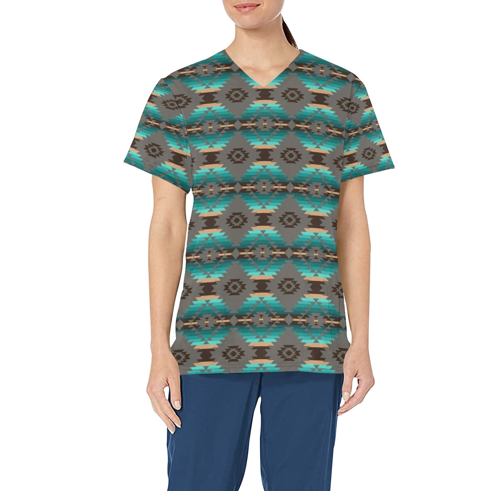Cree Confederacy All Over Print Scrub Top Scrub Top e-joyer