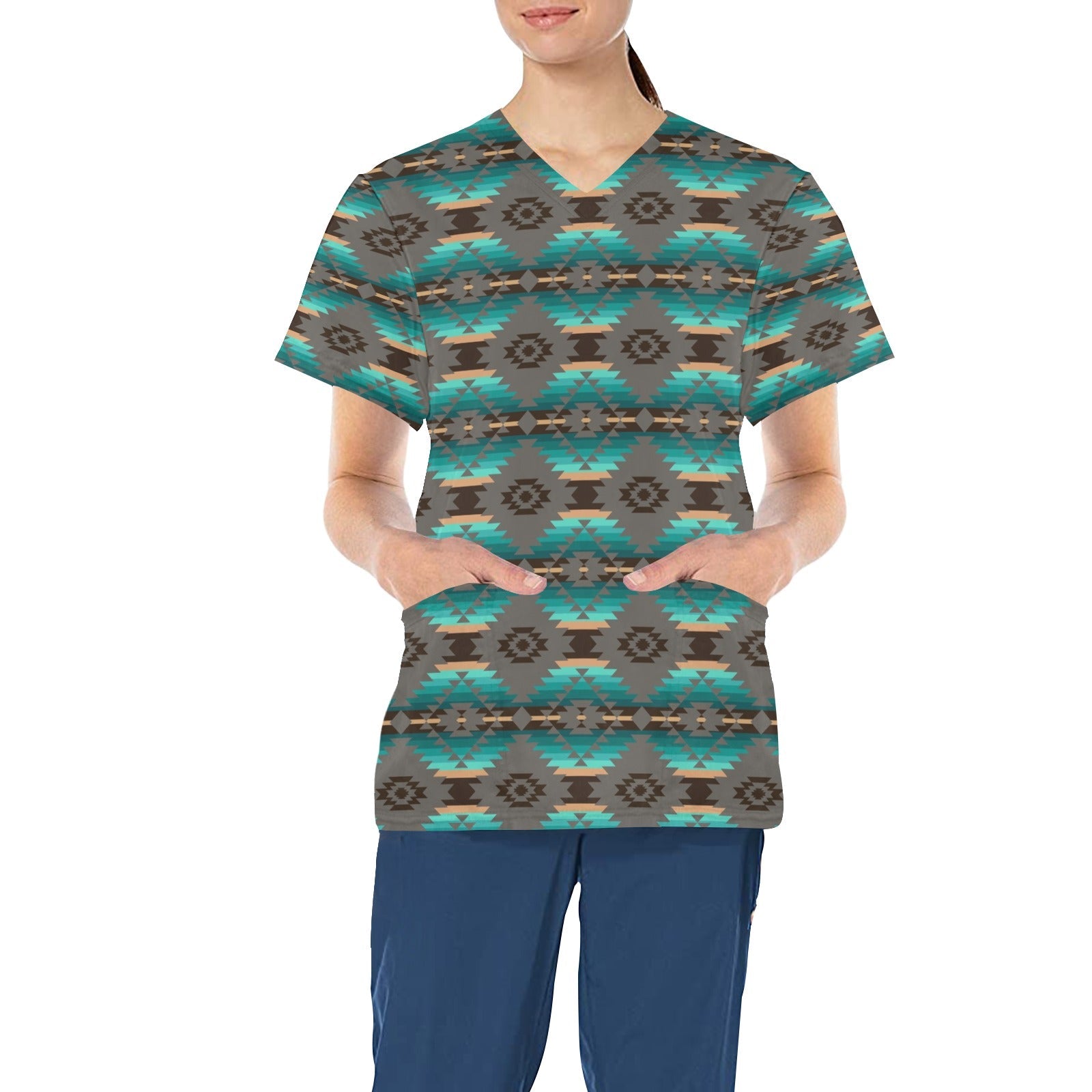 Cree Confederacy All Over Print Scrub Top Scrub Top e-joyer