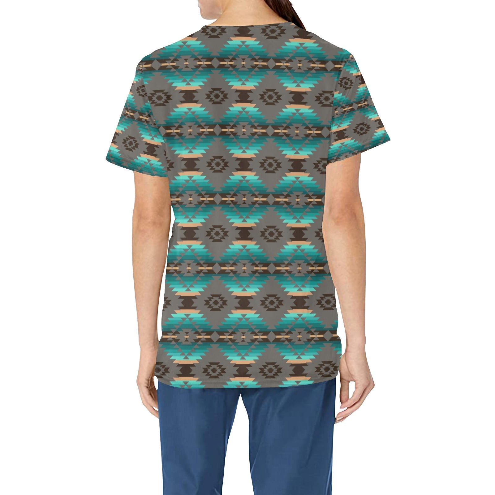 Cree Confederacy All Over Print Scrub Top Scrub Top e-joyer