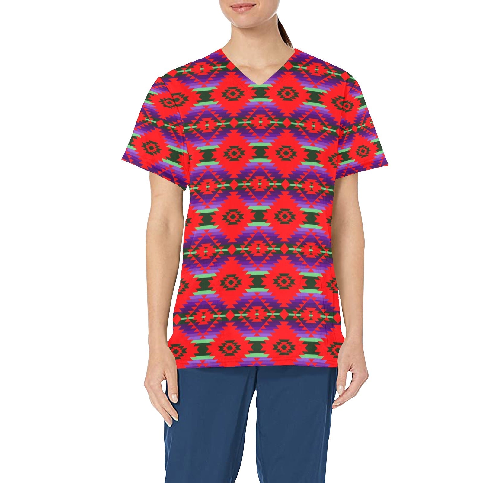 Cree Confederacy Chicken Dance All Over Print Scrub Top Scrub Top e-joyer