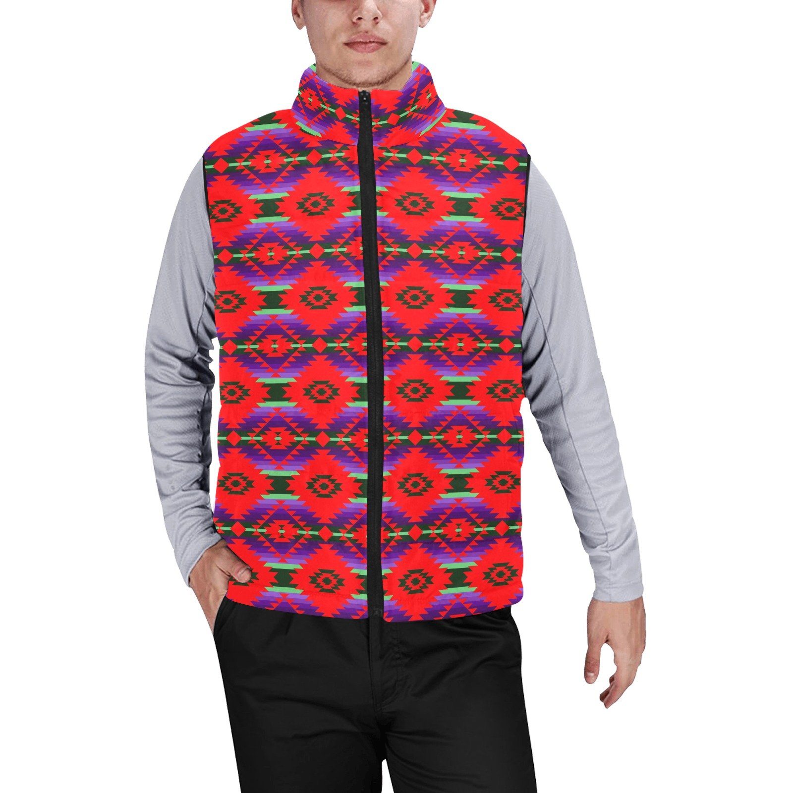 Cree Confederacy Chicken Dance Men's Padded Vest Jacket (Model H44) Men's Padded Vest Jacket (H44) e-joyer