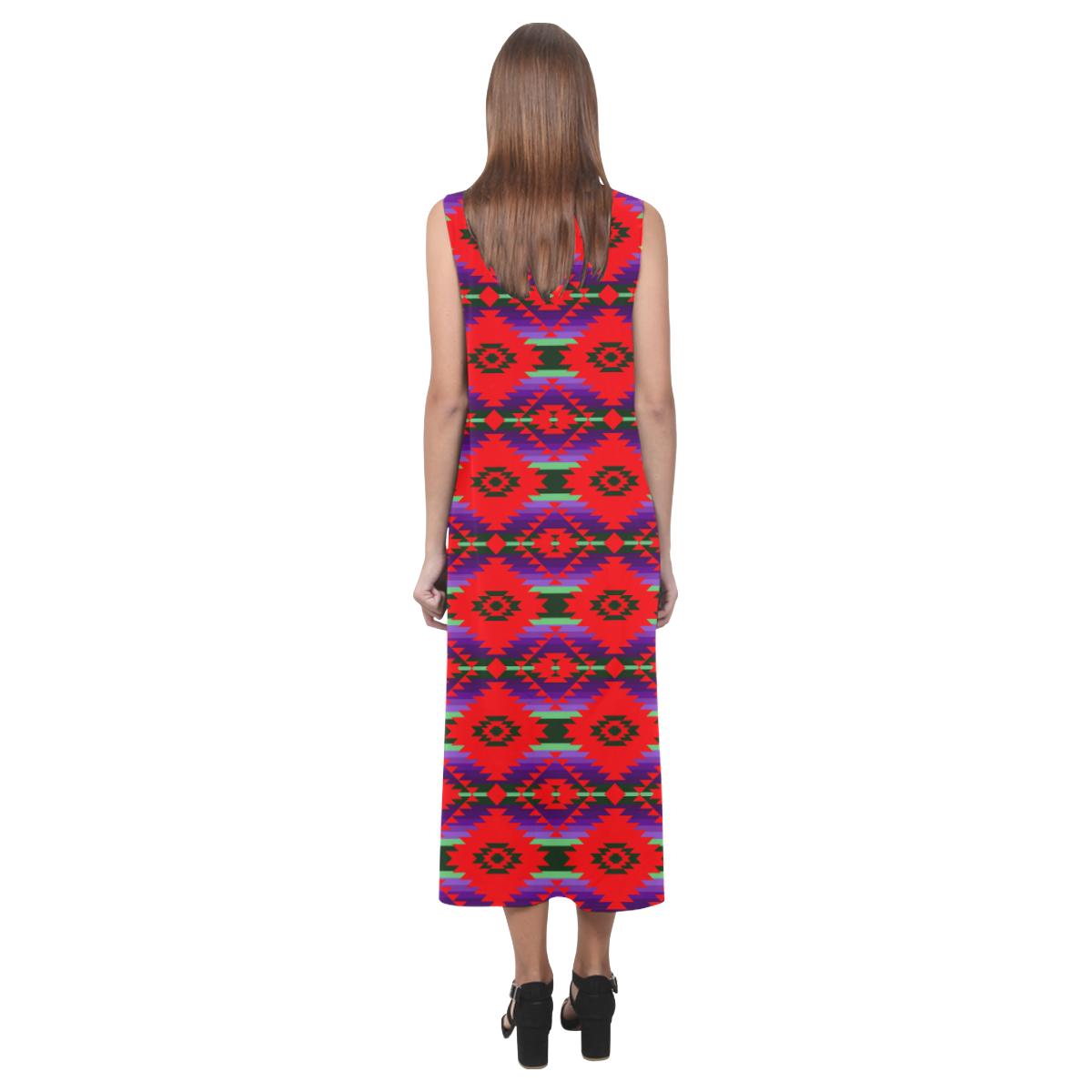 Cree Confederacy Chicken Dance Phaedra Sleeveless Open Fork Long Dress (Model D08) Phaedra Sleeveless Open Fork Long Dress (D08) e-joyer