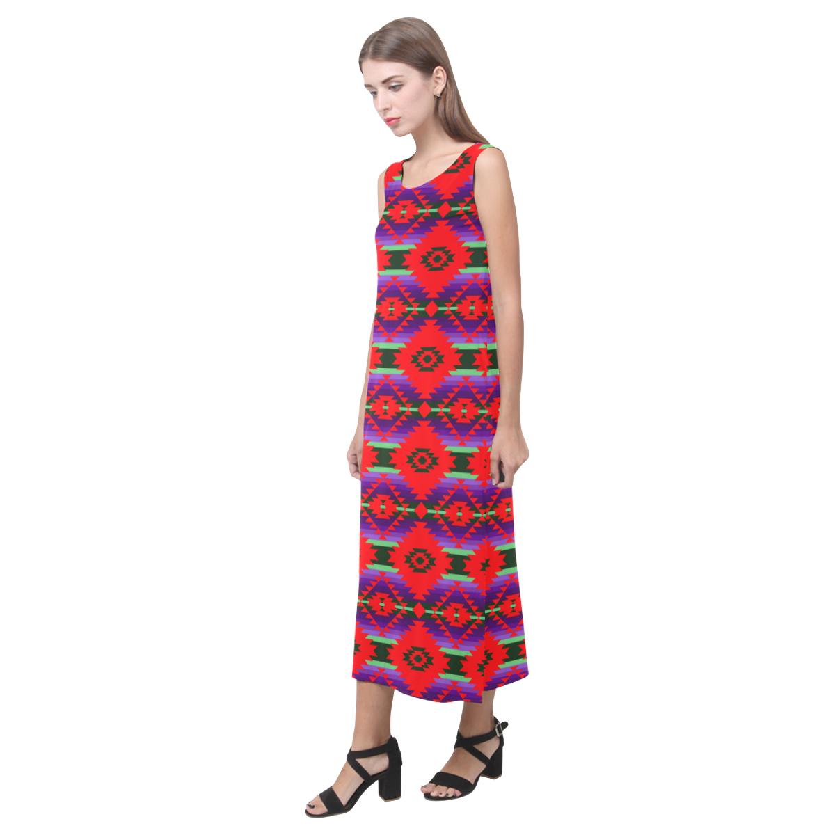Cree Confederacy Chicken Dance Phaedra Sleeveless Open Fork Long Dress (Model D08) Phaedra Sleeveless Open Fork Long Dress (D08) e-joyer