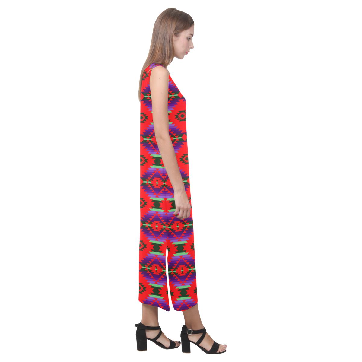 Cree Confederacy Chicken Dance Phaedra Sleeveless Open Fork Long Dress (Model D08) Phaedra Sleeveless Open Fork Long Dress (D08) e-joyer
