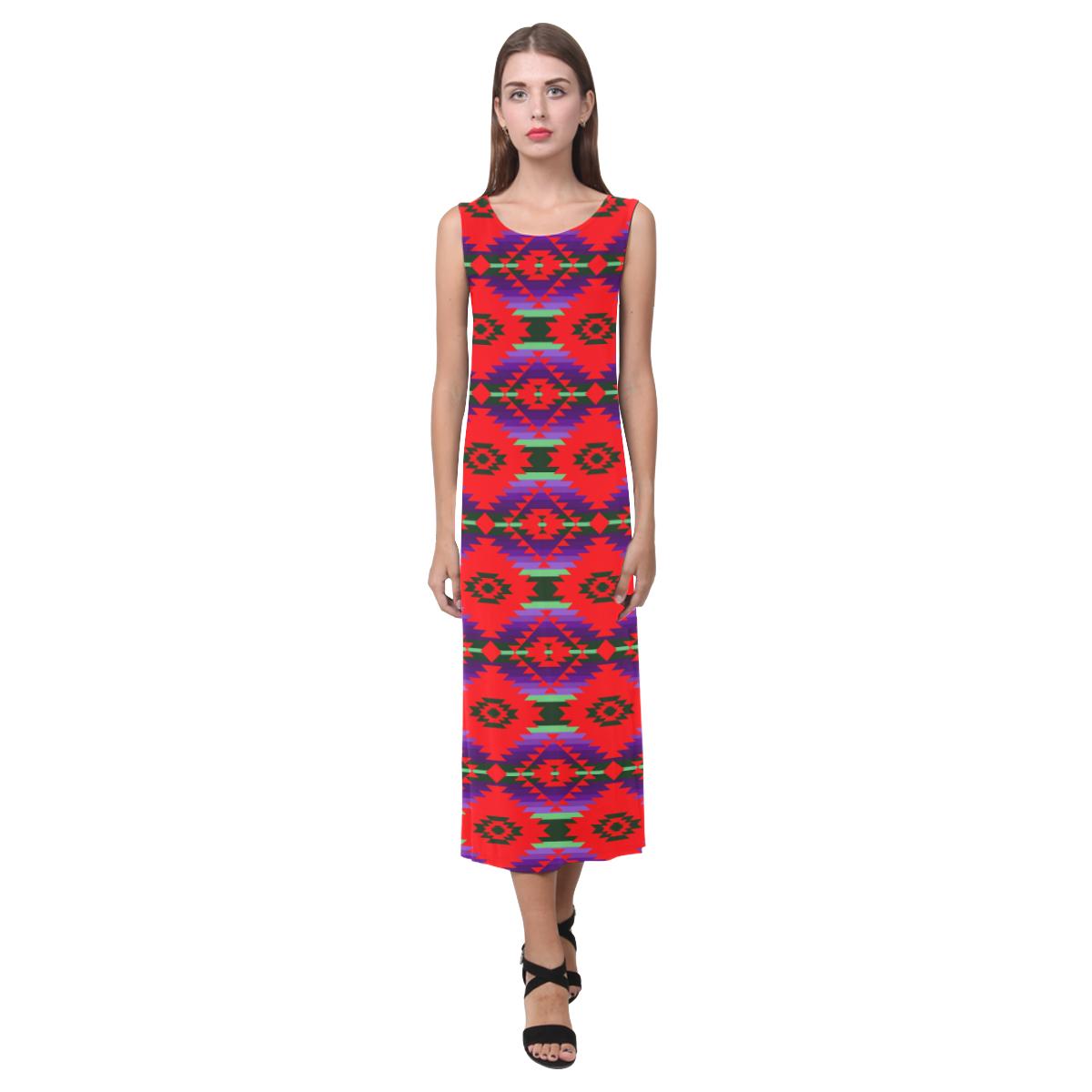 Cree Confederacy Chicken Dance Phaedra Sleeveless Open Fork Long Dress (Model D08) Phaedra Sleeveless Open Fork Long Dress (D08) e-joyer