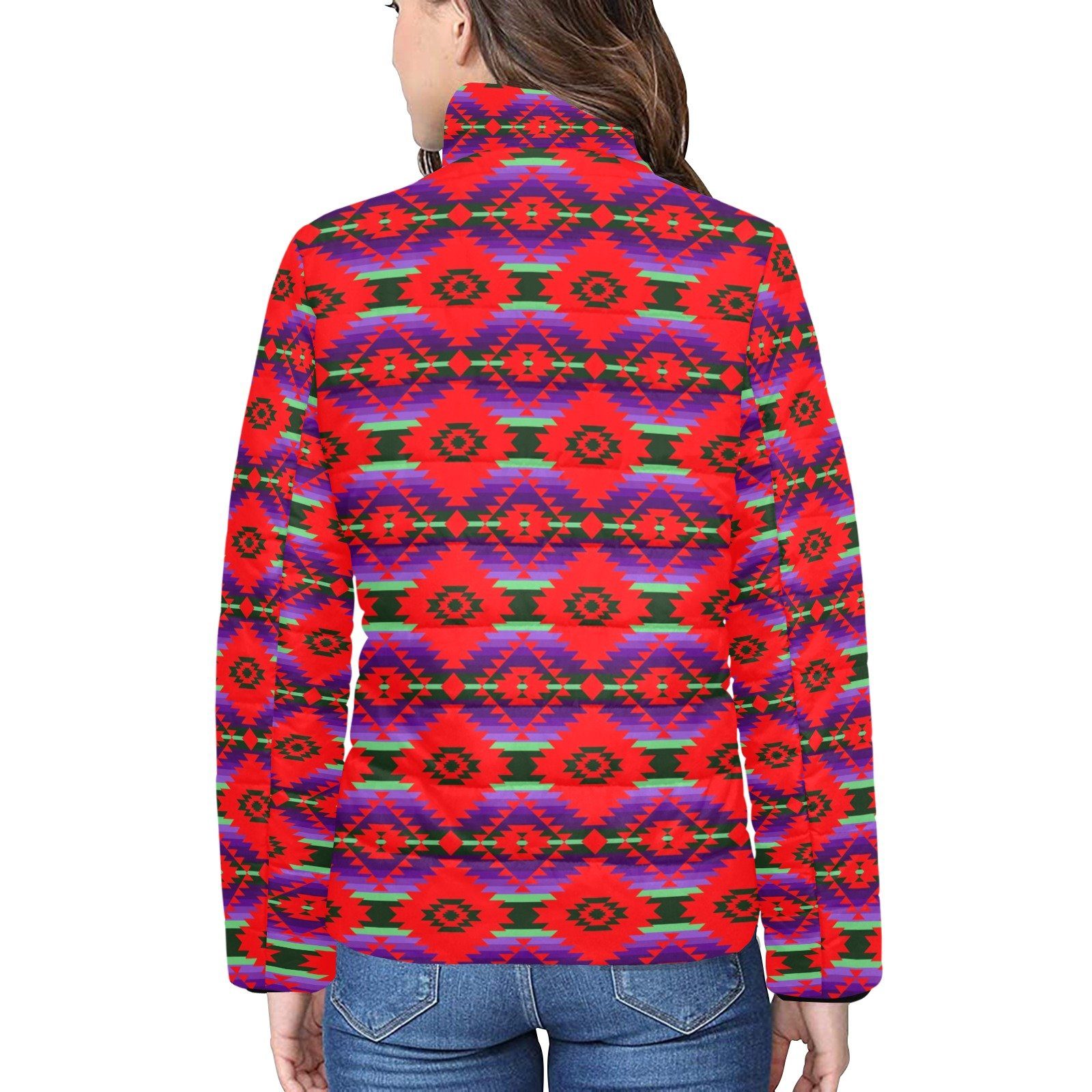 Cree Confederacy Chicken Dance Women's Stand Collar Padded Jacket (Model H41) jacket e-joyer