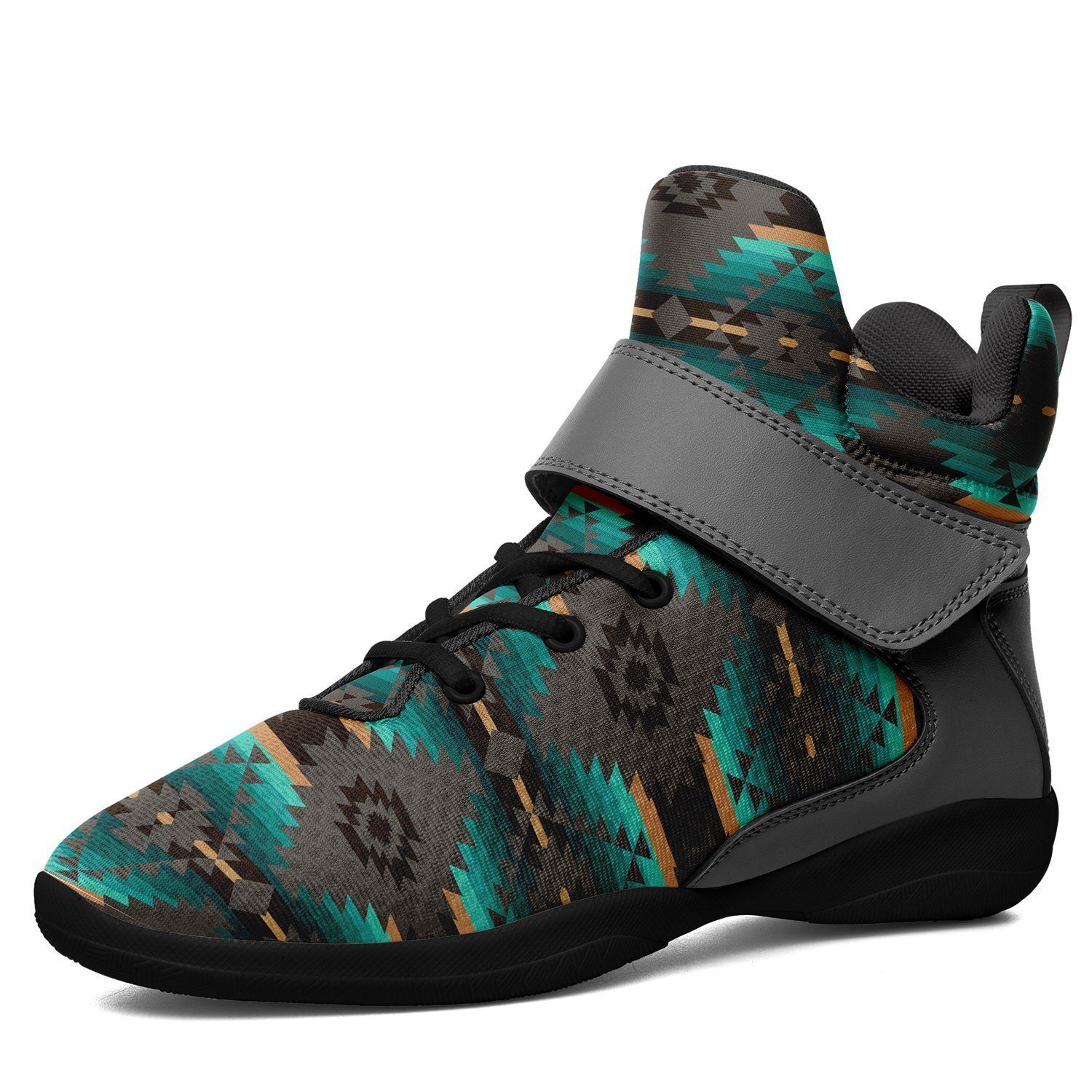 Cree Confederacy Ipottaa Basketball / Sport High Top Shoes - Black Sole 49 Dzine US Men 7 / EUR 40 Black Sole with Gray Strap