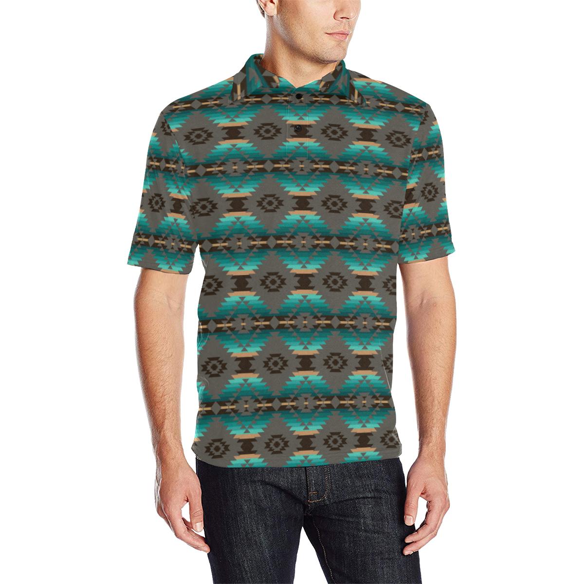 Cree Confederacy Men's All Over Print Polo Shirt (Model T55) Men's Polo Shirt (Model T55) e-joyer