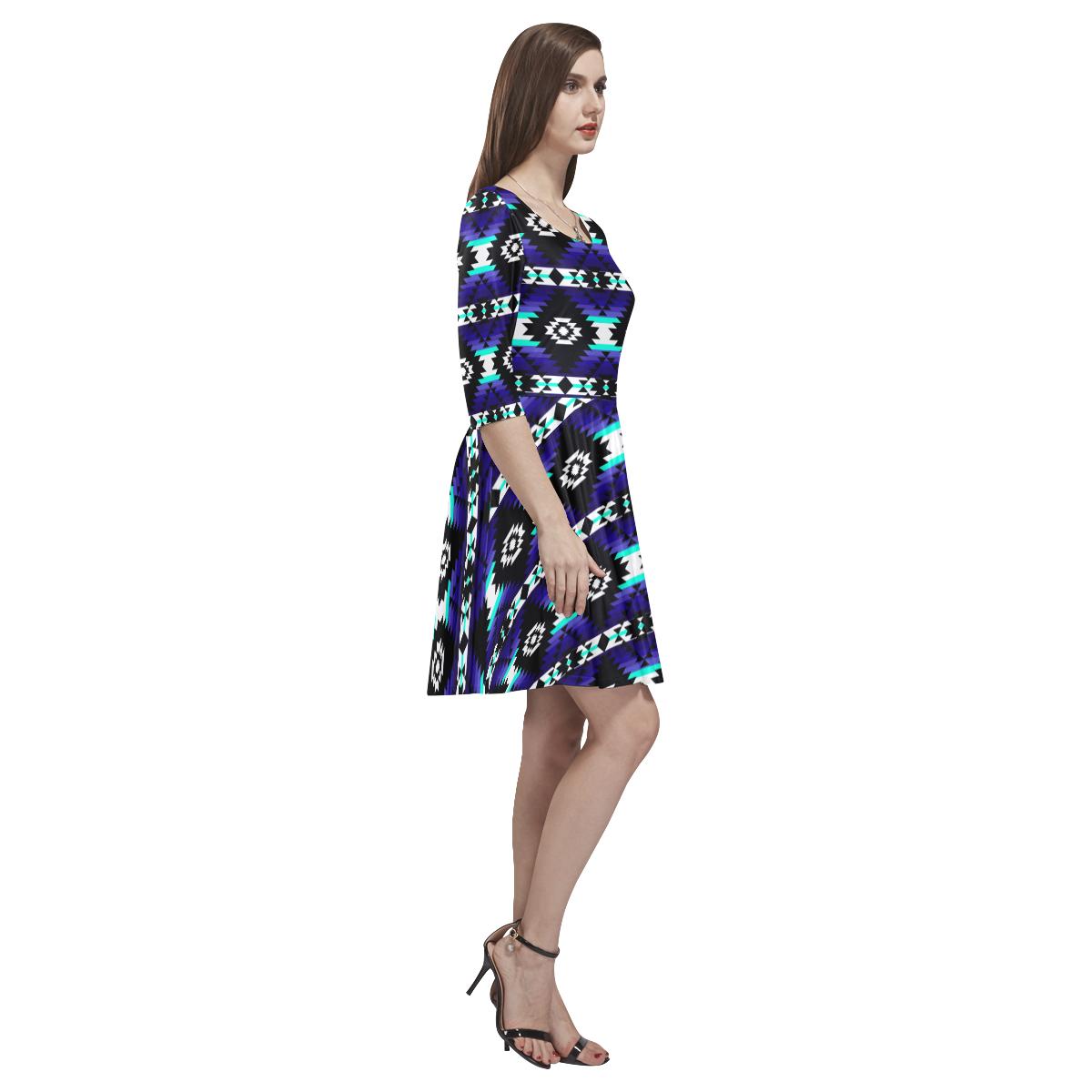 Cree Confederacy Midnight Tethys Half-Sleeve Skater Dress(Model D20) Tethys Half-Sleeve Skater Dress (D20) e-joyer