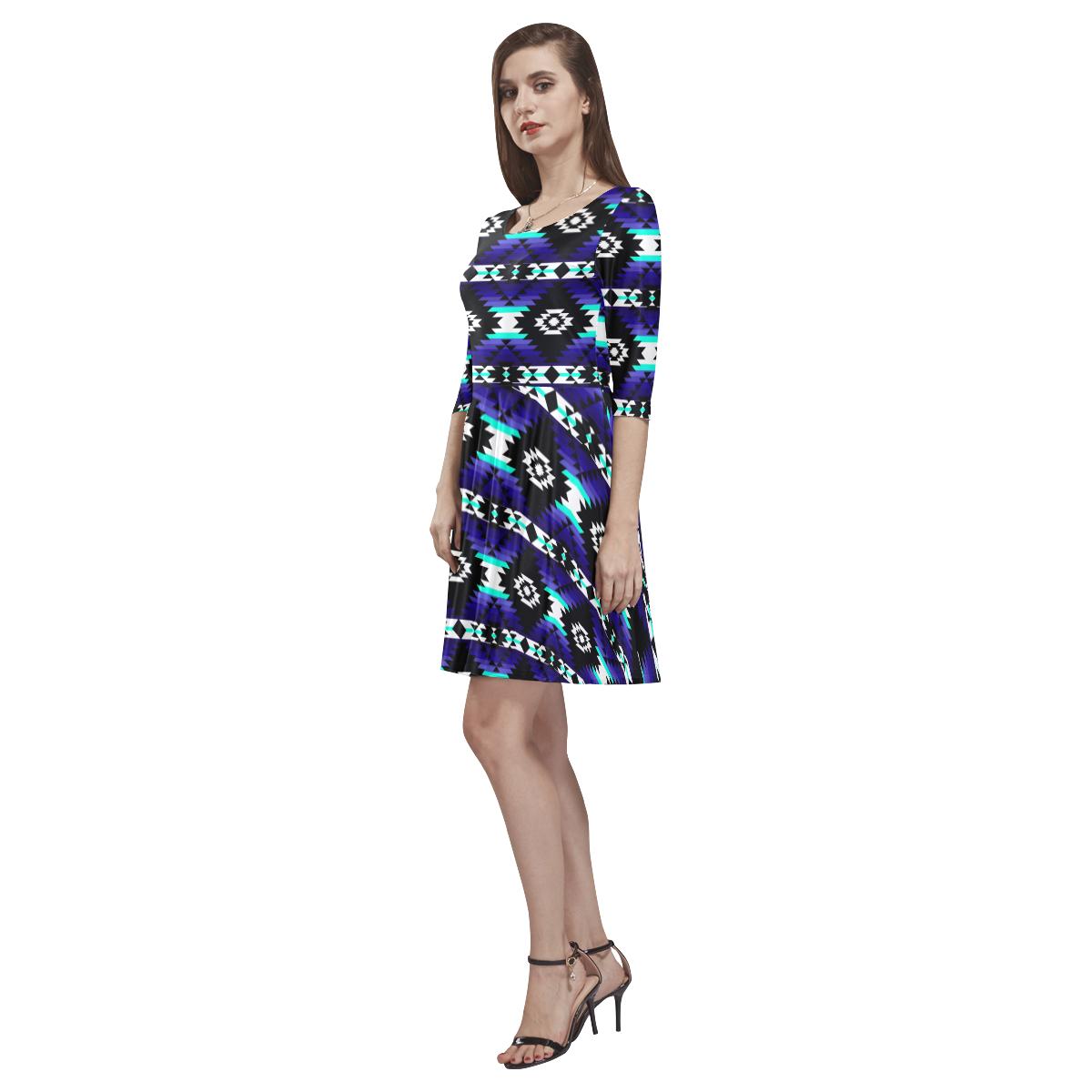 Cree Confederacy Midnight Tethys Half-Sleeve Skater Dress(Model D20) Tethys Half-Sleeve Skater Dress (D20) e-joyer