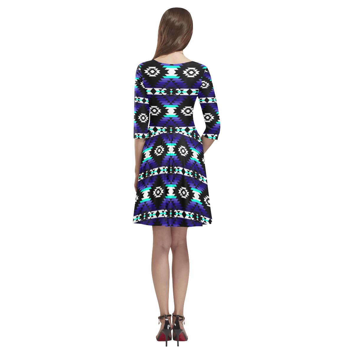 Cree Confederacy Midnight Tethys Half-Sleeve Skater Dress(Model D20) Tethys Half-Sleeve Skater Dress (D20) e-joyer