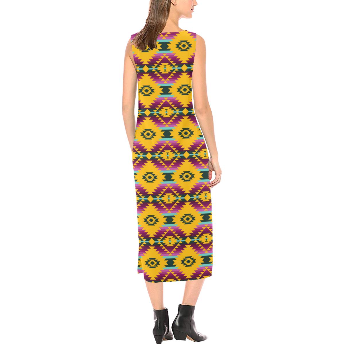 Cree Confederacy Summer Gathering Phaedra Sleeveless Open Fork Long Dress (Model D08) Phaedra Sleeveless Open Fork Long Dress (D08) e-joyer