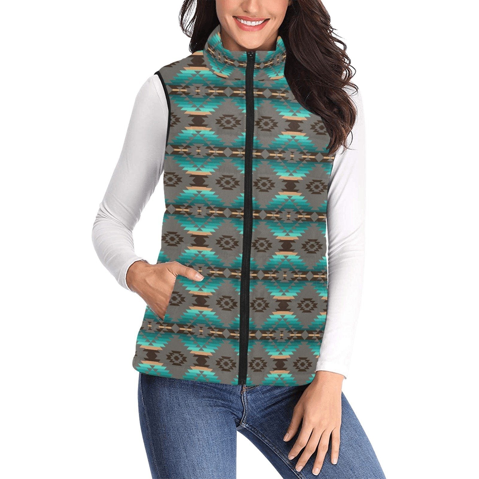 Cree Confederacy Women's Padded Vest Jacket (Model H44) Women's Padded Vest Jacket (H44) e-joyer