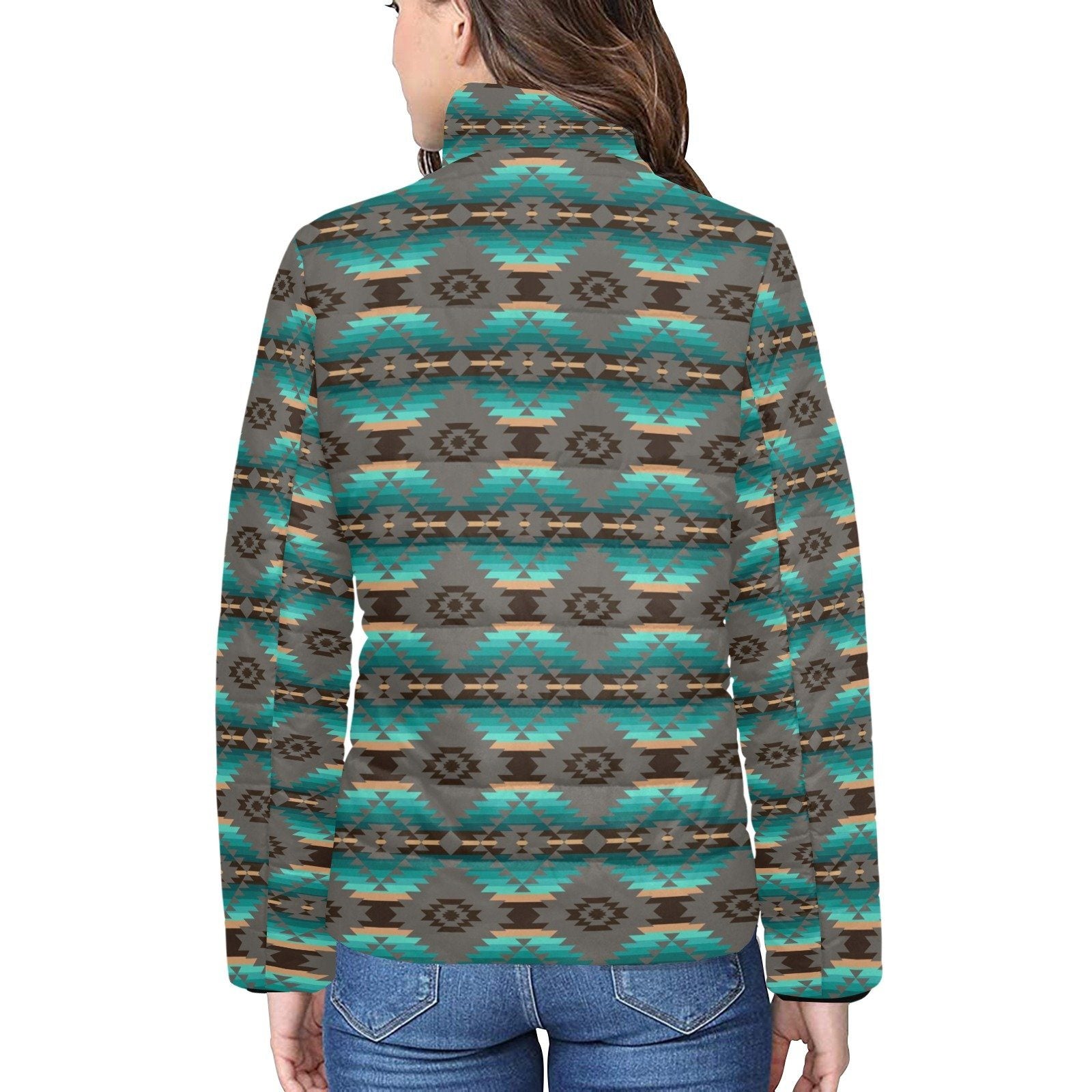 Cree Confederacy Women's Stand Collar Padded Jacket (Model H41) jacket e-joyer