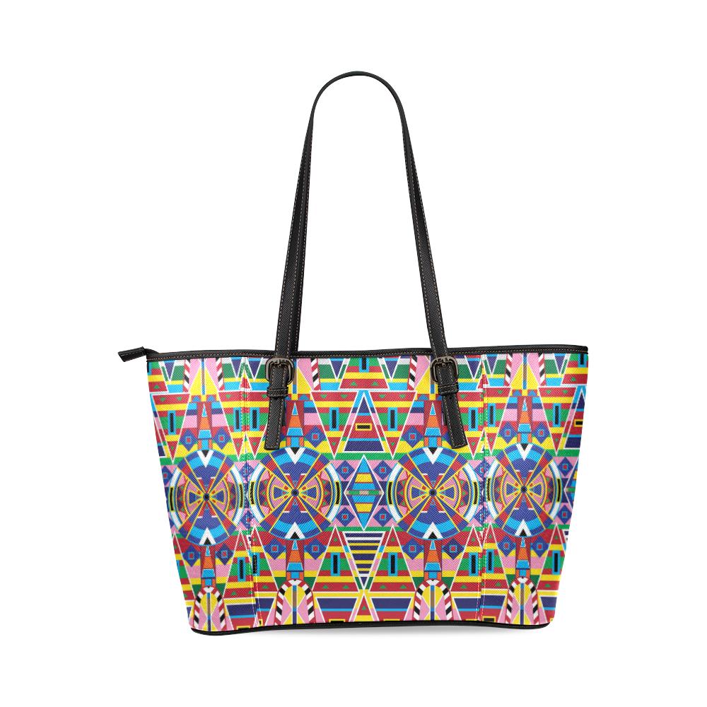 Crow Captive Leather Tote Bag/Large (Model 1640) Leather Tote Bag (1640) e-joyer