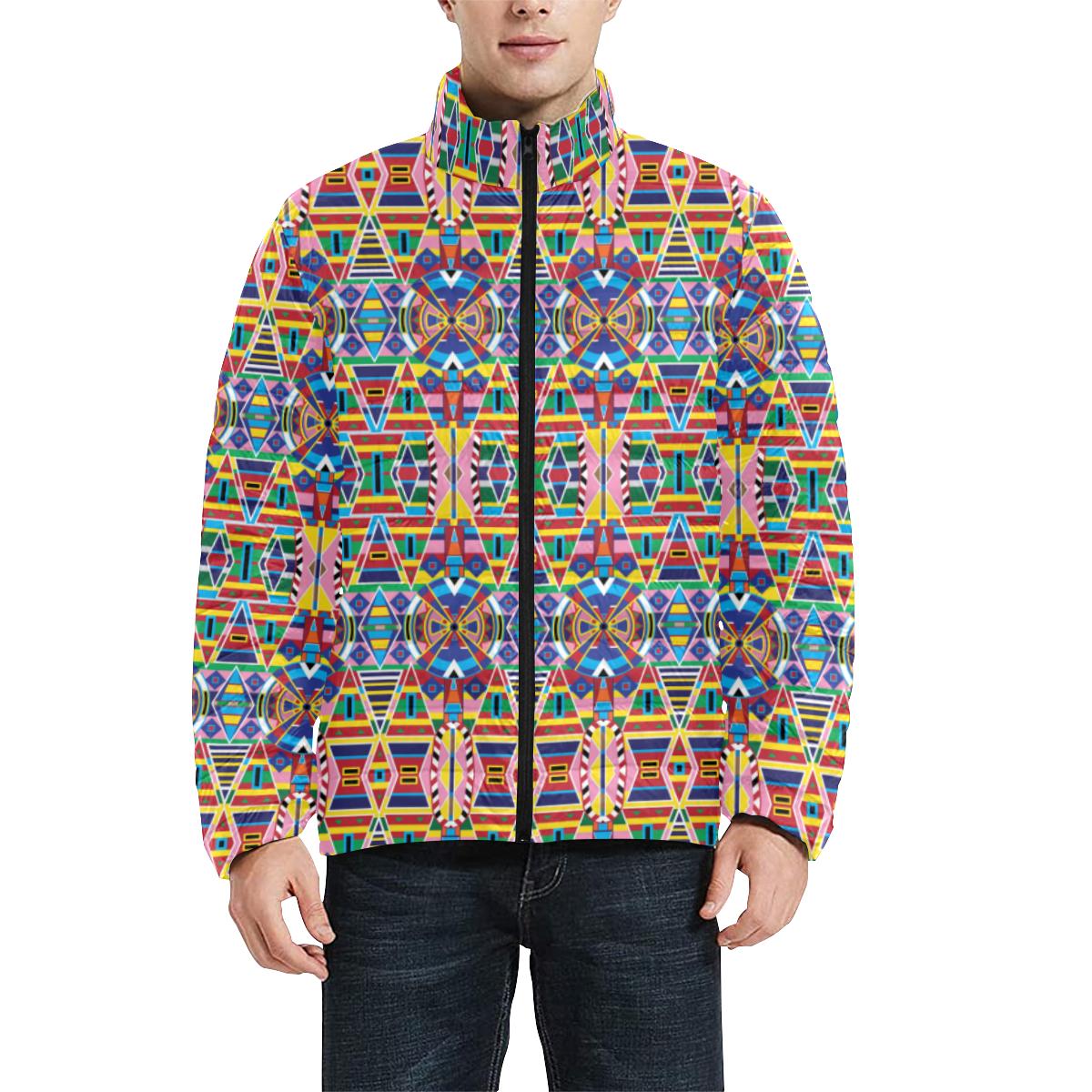 Crow Captive Men's Stand Collar Padded Jacket (Model H41) Men's Stand Collar Padded Jacket (H41) e-joyer
