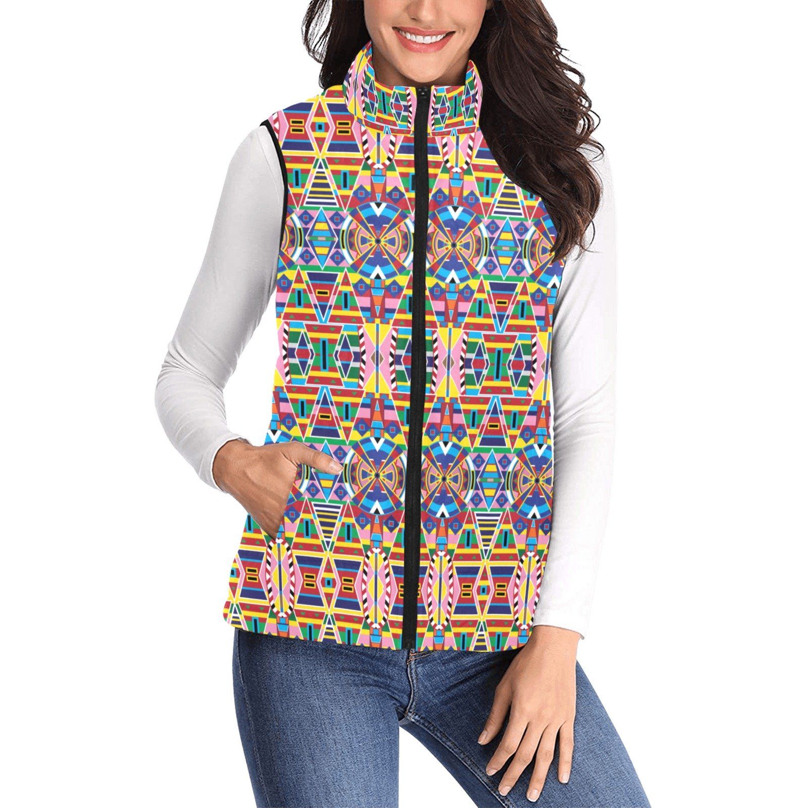 Crow Captive Women's Padded Vest Jacket (Model H44) Women's Padded Vest Jacket (H44) e-joyer