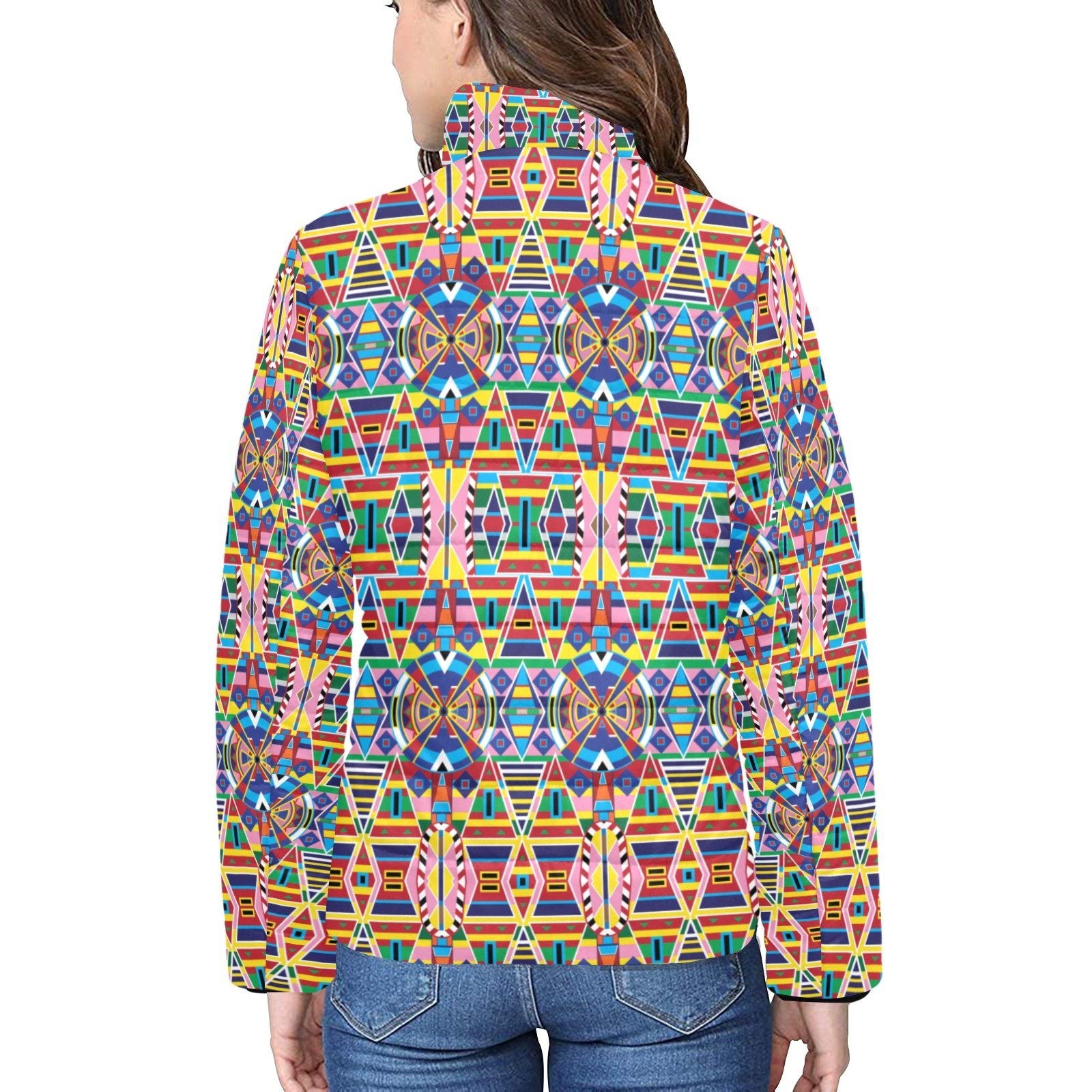 Crow Captive Women's Stand Collar Padded Jacket (Model H41) jacket e-joyer