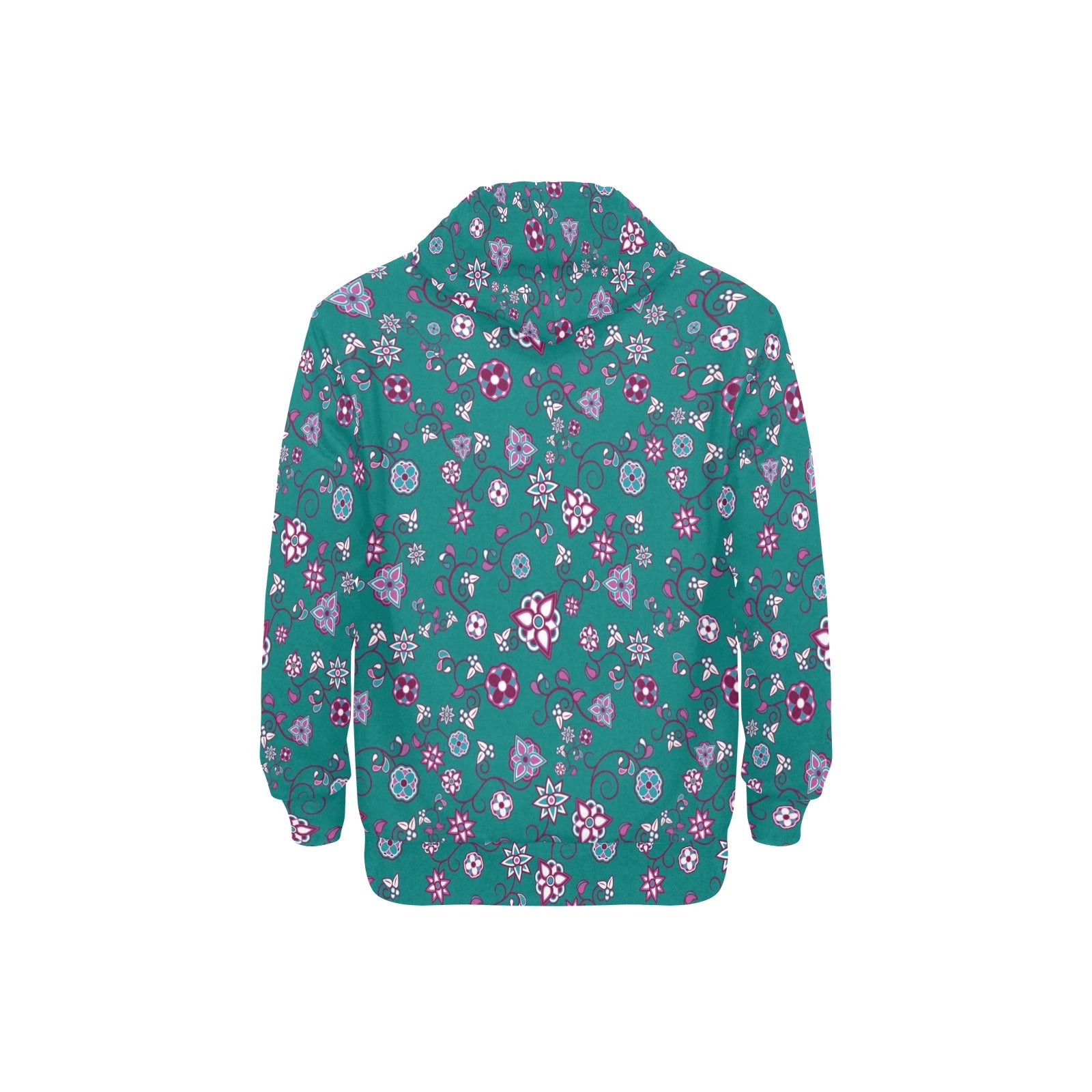 Burgundy Bloom Men's Long Sleeve Fleece Hoodie