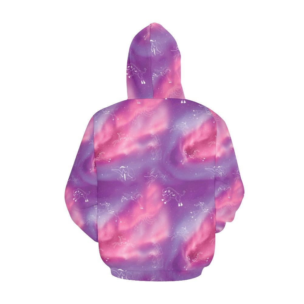 Animal Ancestors 7 Aurora Gases Pink and Purple Hoodie for Women (USA Size)