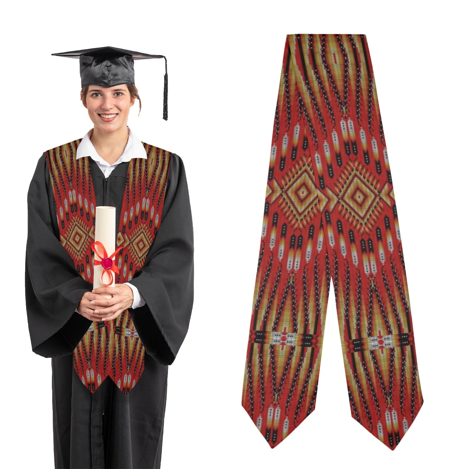 Fire Feather Red Graduation Stole