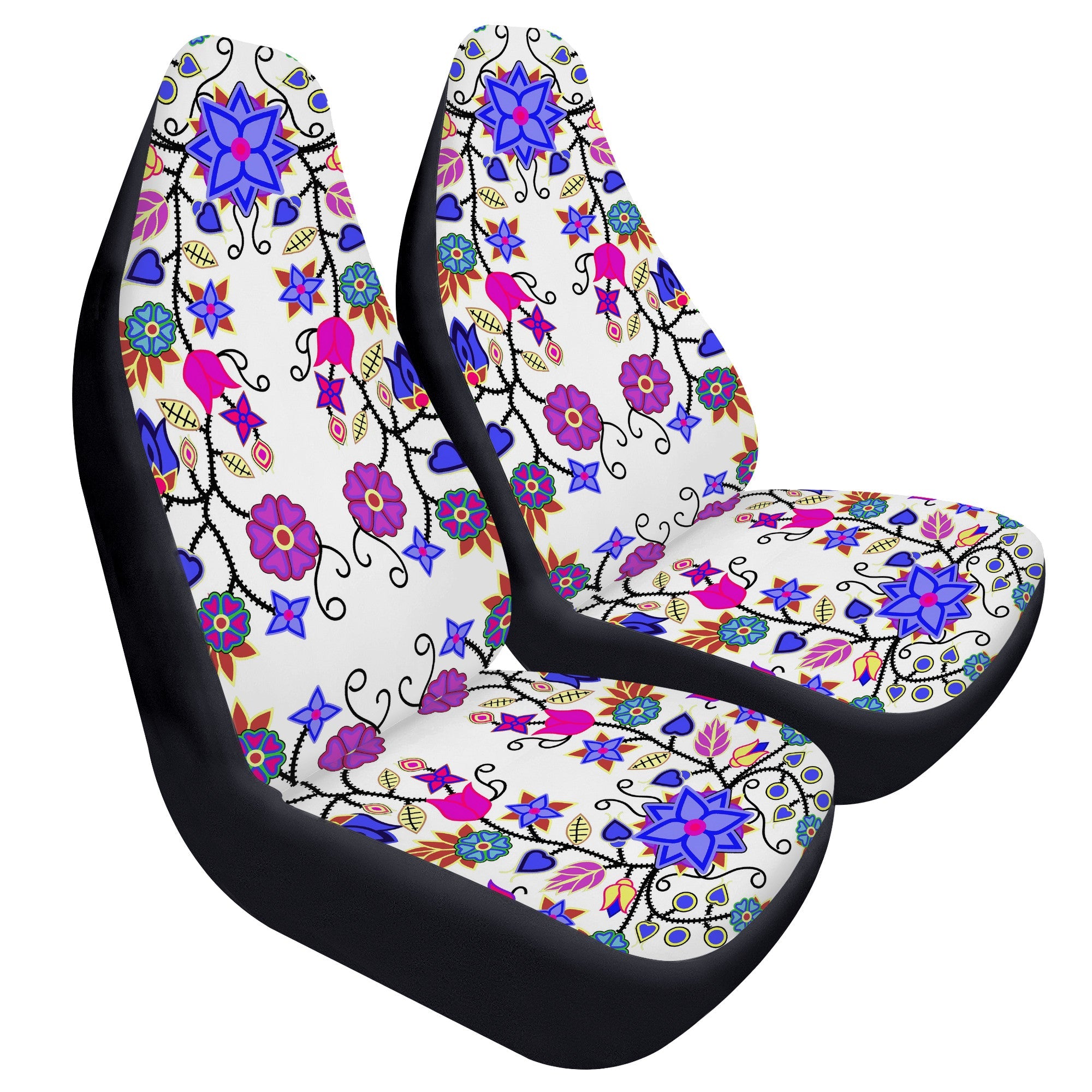D50 Car Seat Covers Floral Beadwork Seven Clans White automotive interior 49 Dzine 47.5cm X 49.5cm X 79.5cm