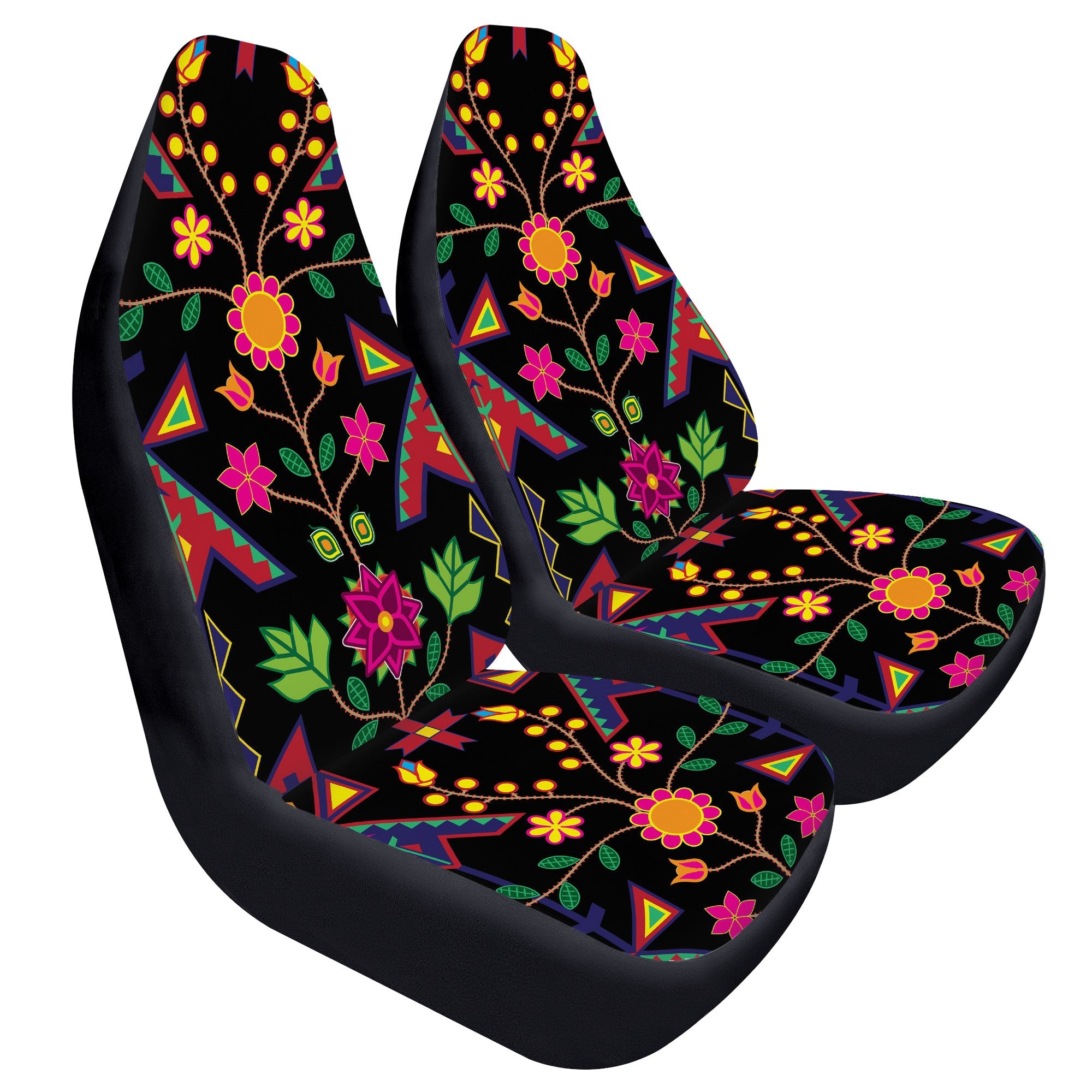 D50 Geometric Floral Spring Black Car Seat Covers automotive interior 49 Dzine 47.5cm X 49.5cm X 79.5cm