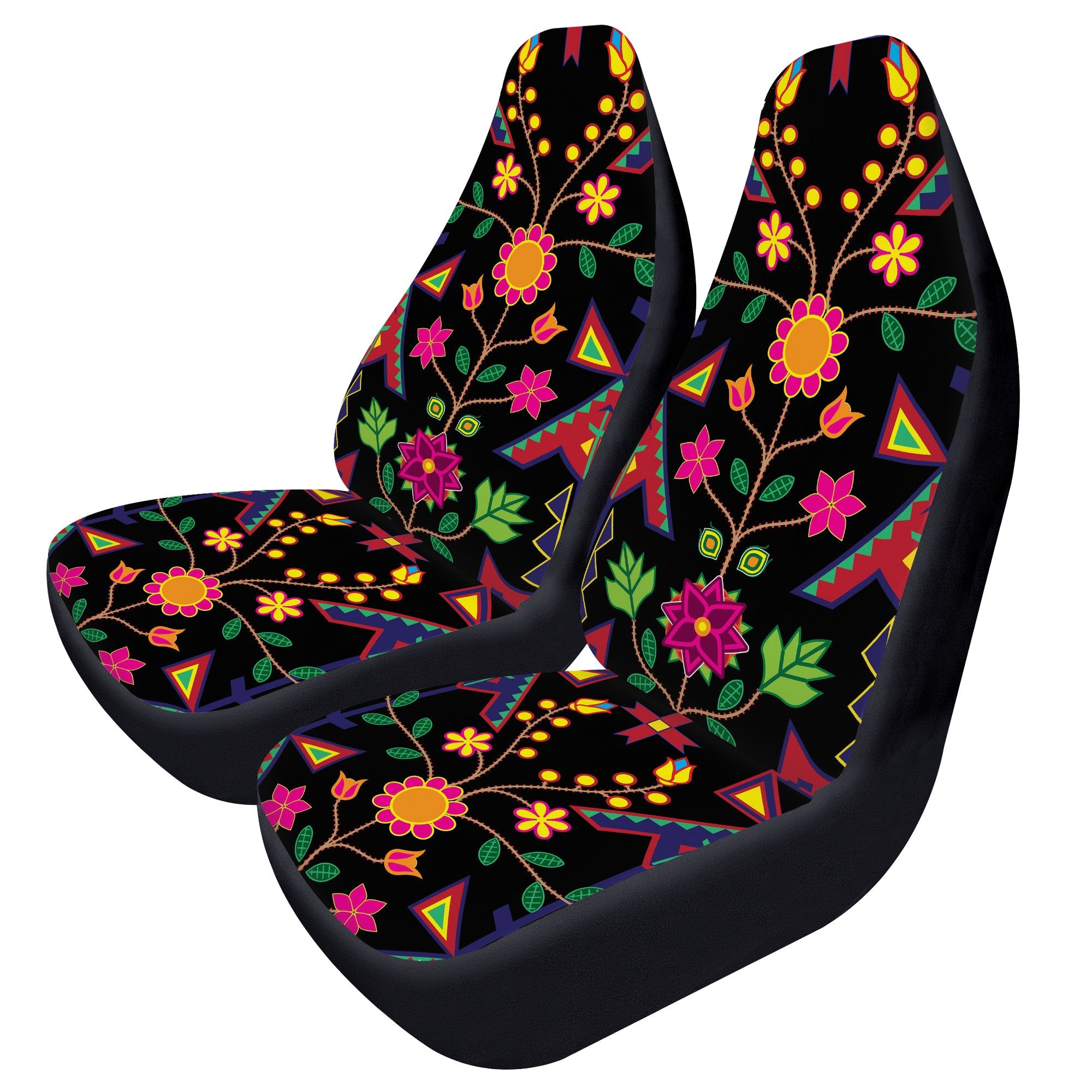 D50 Geometric Floral Spring Black Car Seat Covers automotive interior 49 Dzine