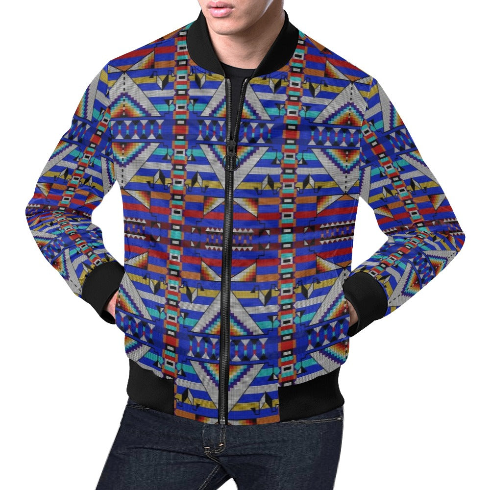 Medicine Blessing Blue All Over Print Bomber Jacket for Men