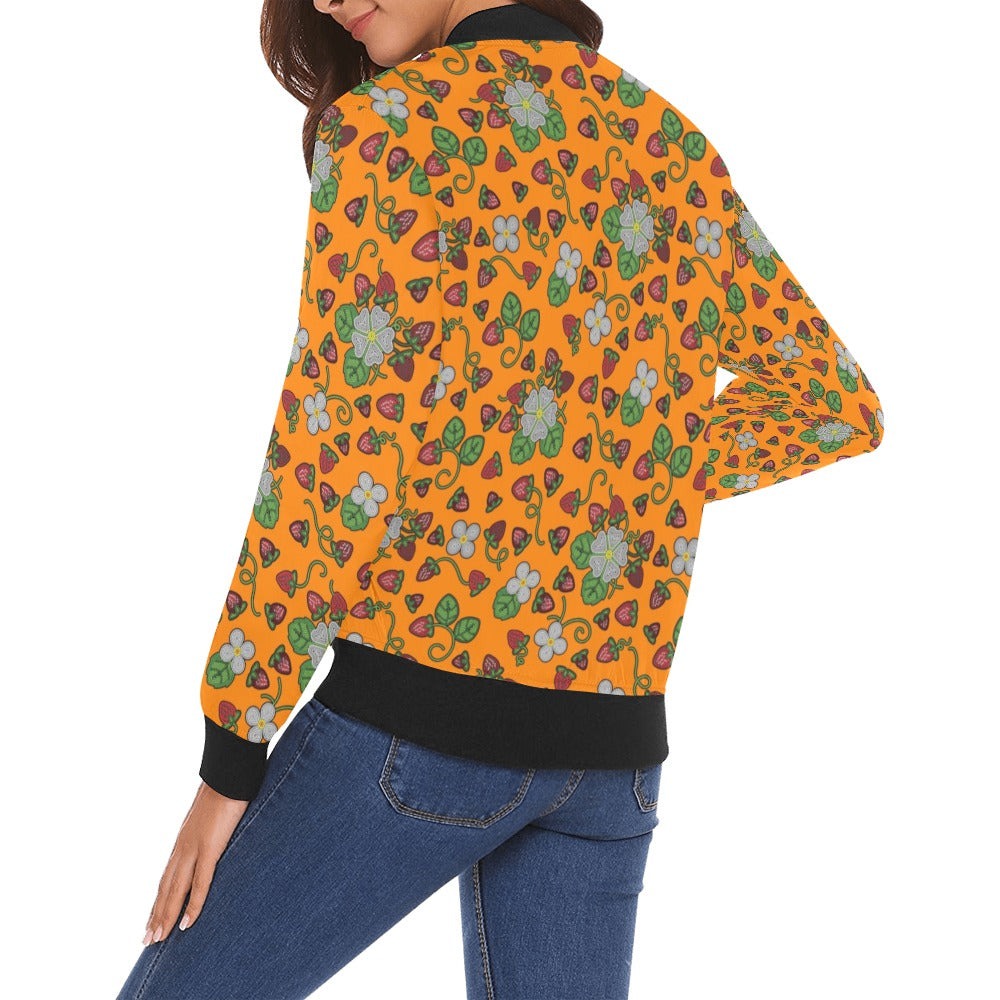 Strawberry Dreams Carrot All Over Print Bomber Jacket for Women
