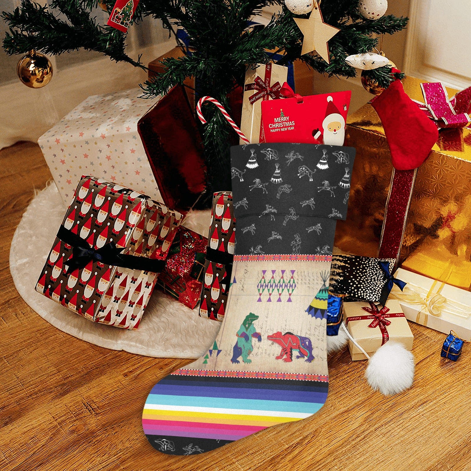 Bear Ledger Black Sky Christmas Stocking