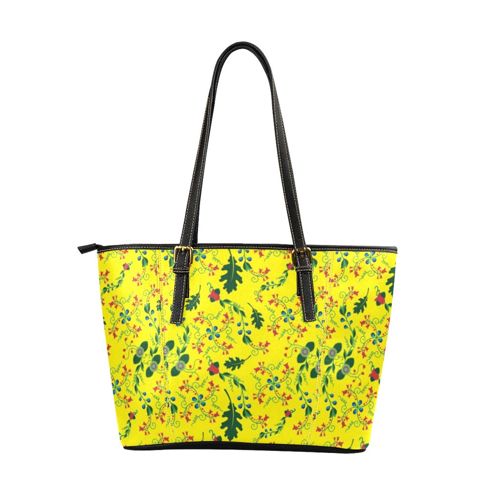 Vine Life Lemon Leather Tote Bag/Large