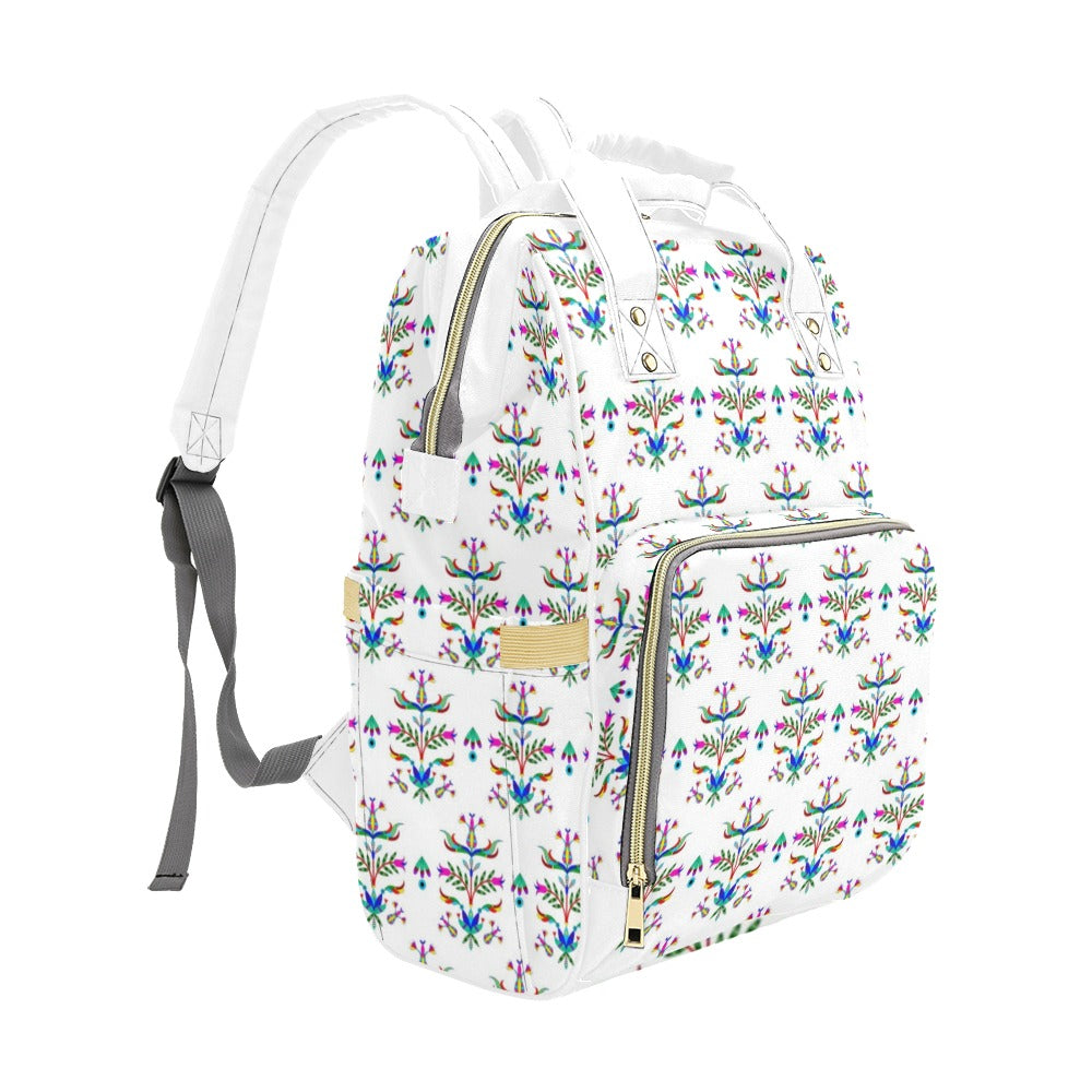 Dakota Damask White Multi-Function Diaper Backpack/Diaper Bag