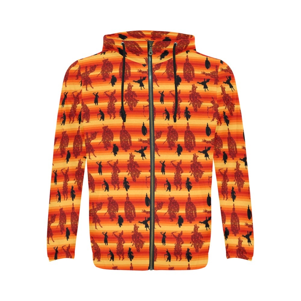 Dancers Brown All Over Print Full Zip Hoodie for Men (Model H14) hoodie e-joyer