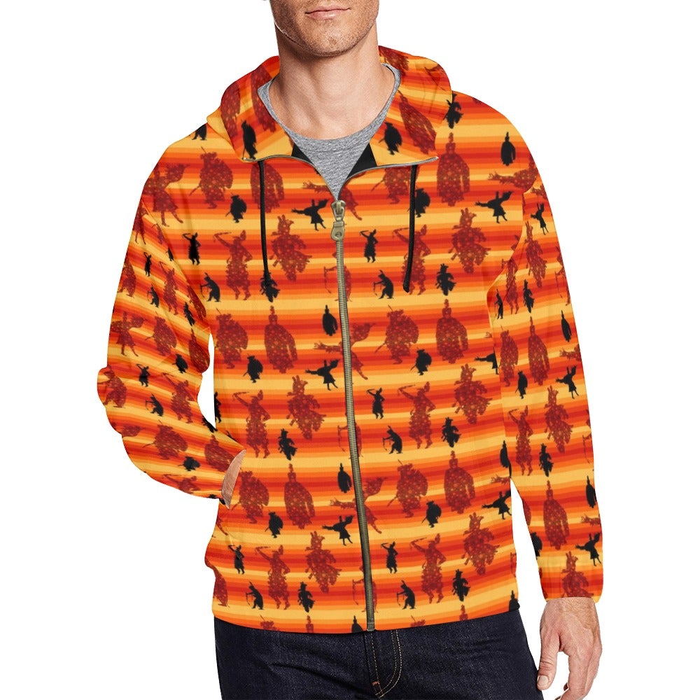 Dancers Brown All Over Print Full Zip Hoodie for Men (Model H14) hoodie e-joyer