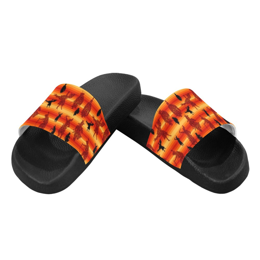 Dancers Brown Women's Slide Sandals (Model 057) sandals e-joyer