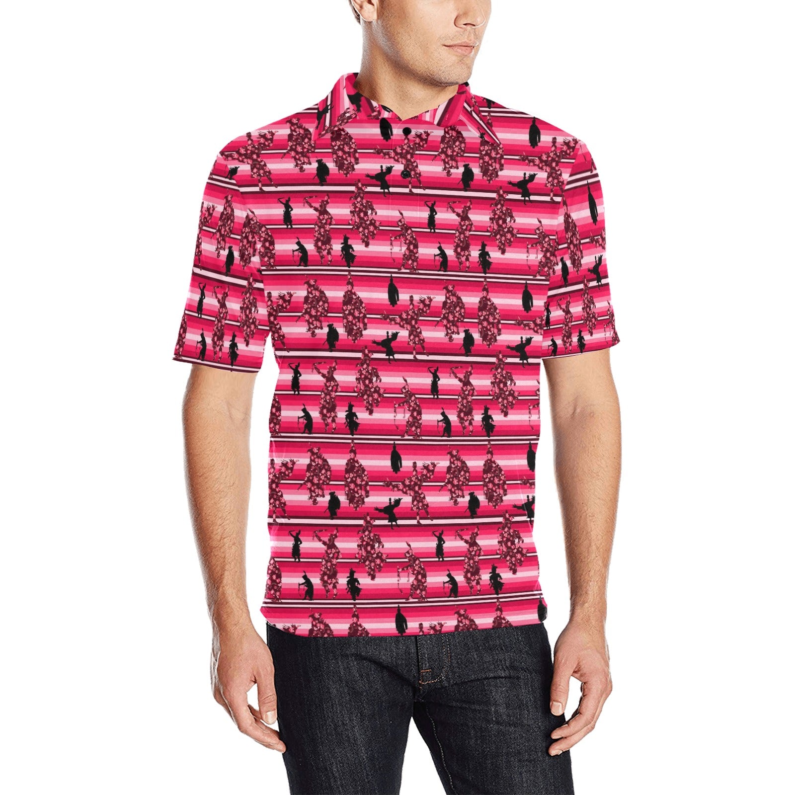 Dancers Floral Amour Men's All Over Print Polo Shirt (Model T55) Men's Polo Shirt (Model T55) e-joyer