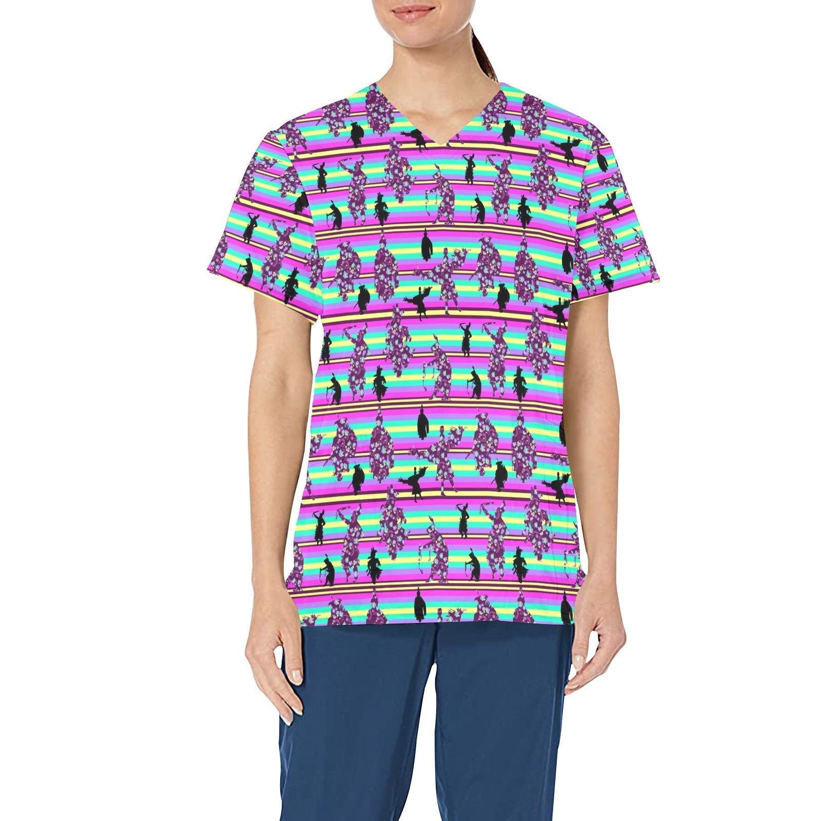 Dancers Floral Contest All Over Print Scrub Top Scrub Top e-joyer