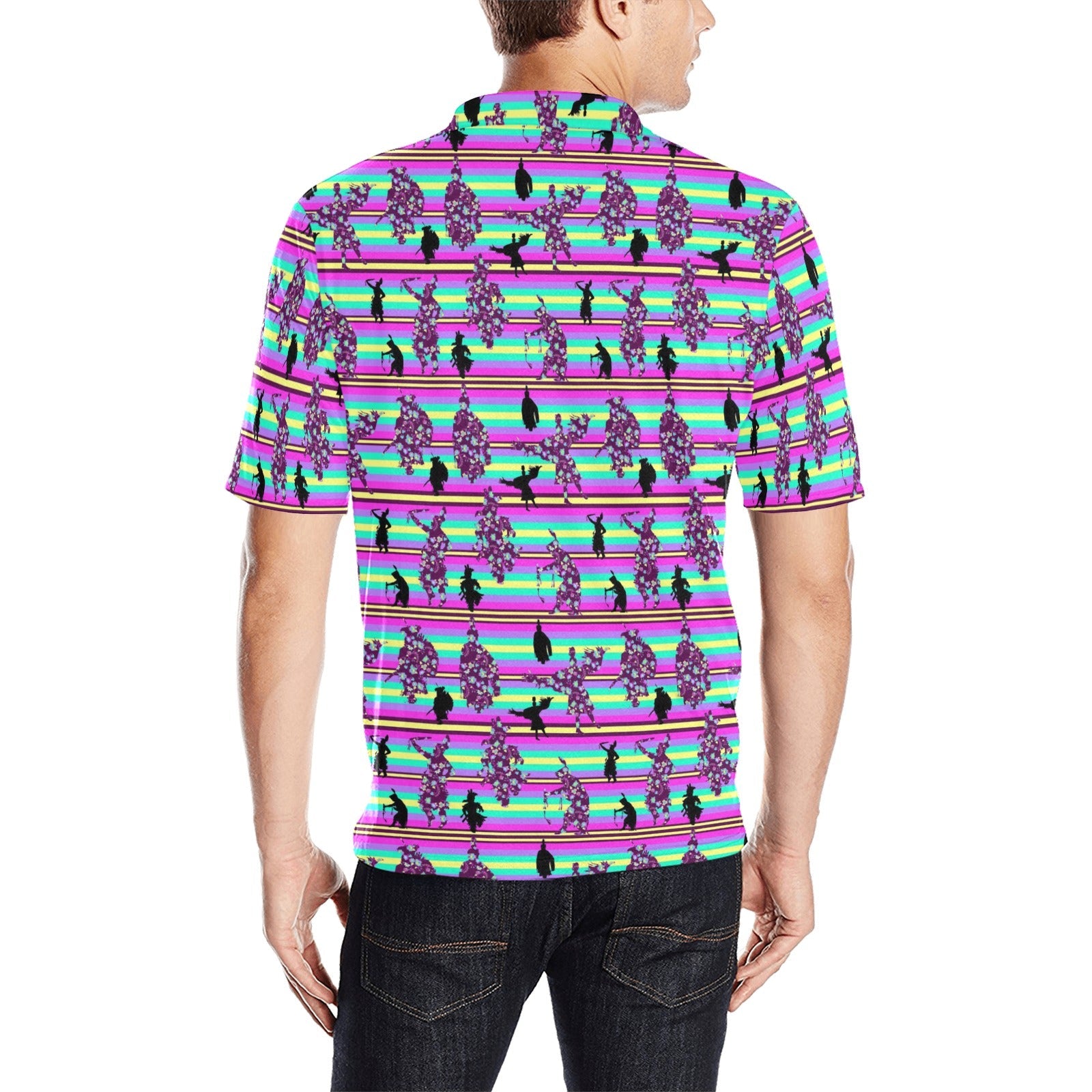 Dancers Floral Contest Men's All Over Print Polo Shirt (Model T55) Men's Polo Shirt (Model T55) e-joyer