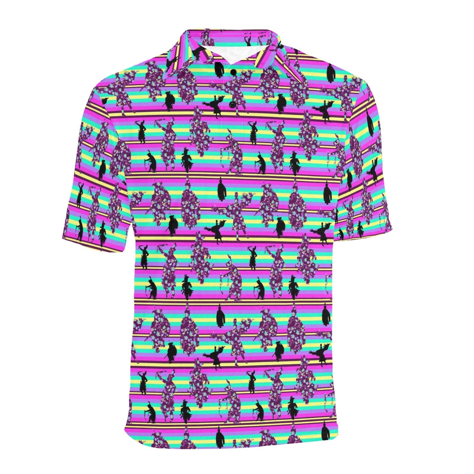 Dancers Floral Contest Men's All Over Print Polo Shirt (Model T55) Men's Polo Shirt (Model T55) e-joyer