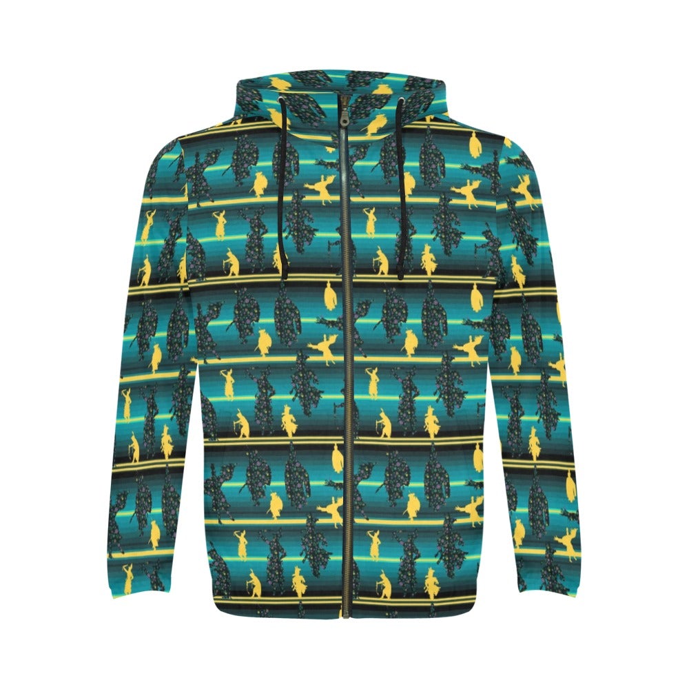 Dancers Inspire Green All Over Print Full Zip Hoodie for Men (Model H14) hoodie e-joyer