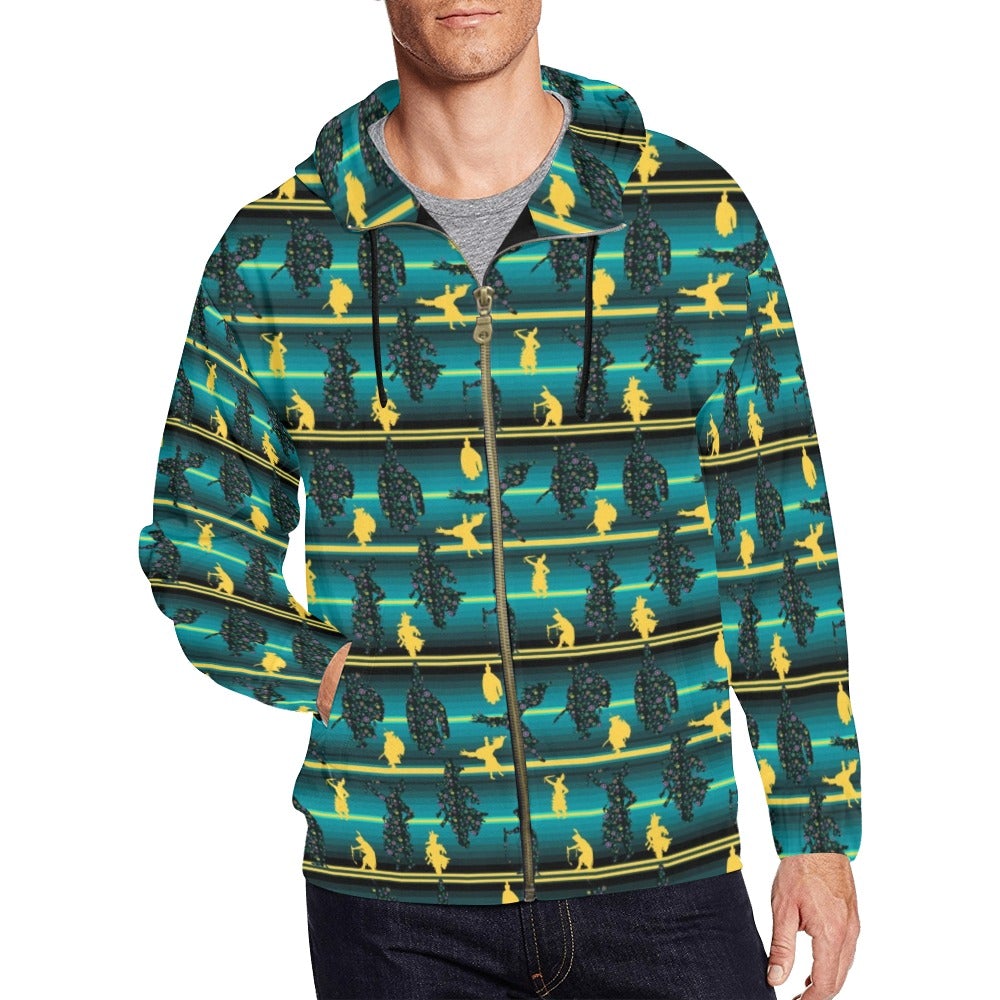 Dancers Inspire Green All Over Print Full Zip Hoodie for Men (Model H14) hoodie e-joyer