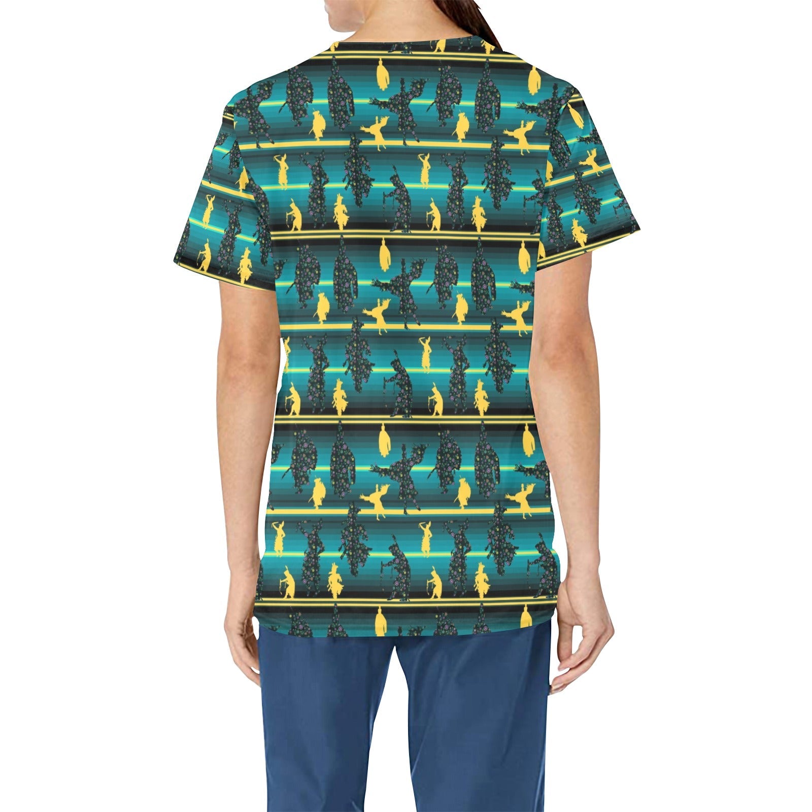 Dancers Inspire Green All Over Print Scrub Top Scrub Top e-joyer