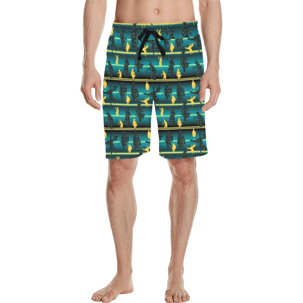 Dancers Inspire Green Men's All Over Print Casual Shorts (Model L23) short e-joyer