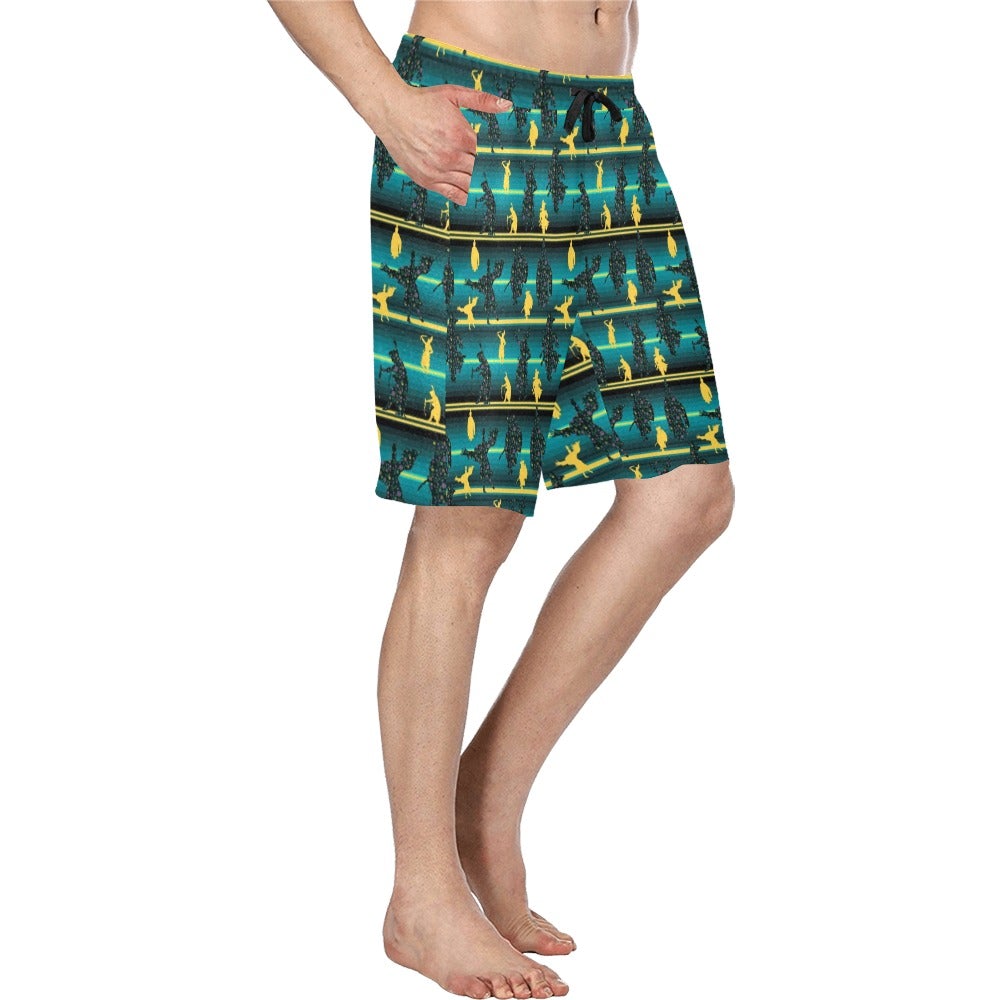 Dancers Inspire Green Men's All Over Print Casual Shorts (Model L23) short e-joyer