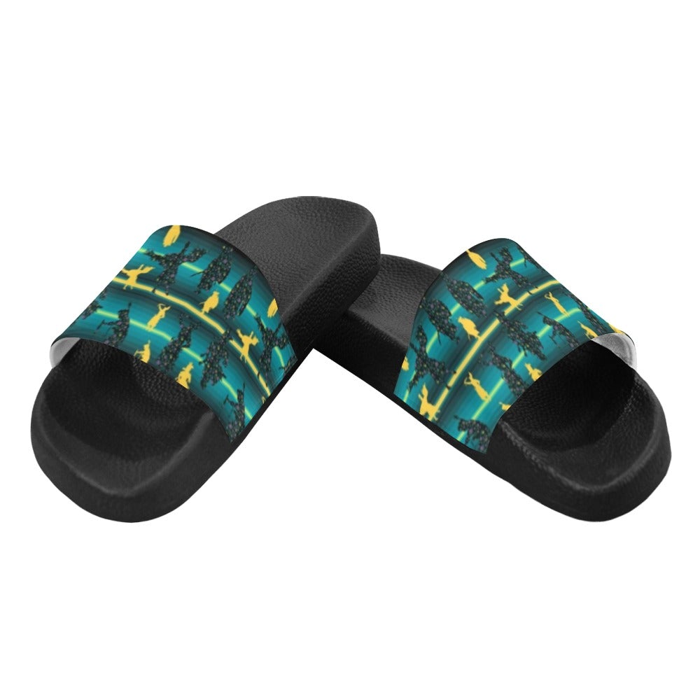 Dancers Inspire Green Men's Slide Sandals (Model 057) sandals e-joyer