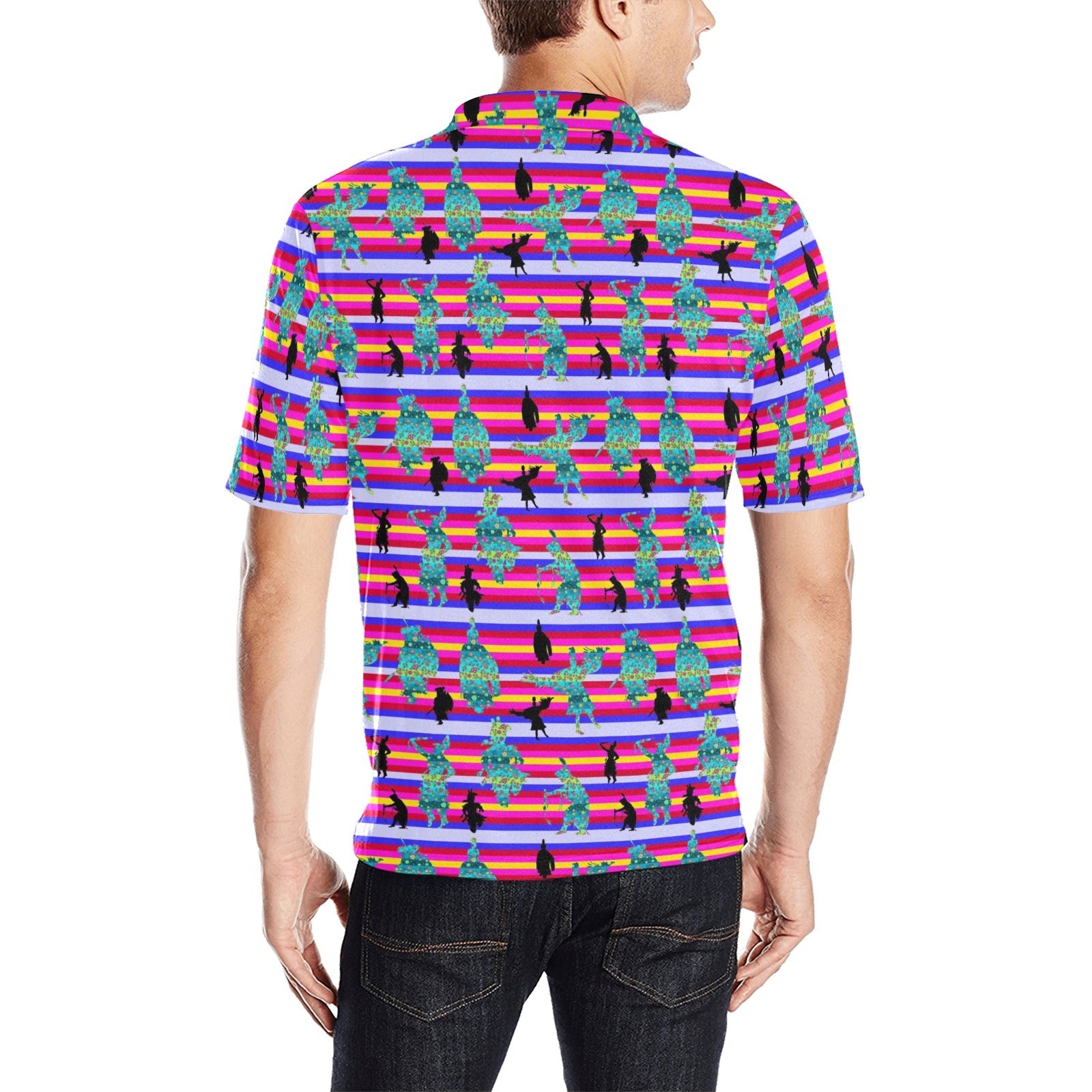 Dancers Sky Dance Men's All Over Print Polo Shirt (Model T55) Men's Polo Shirt (Model T55) e-joyer
