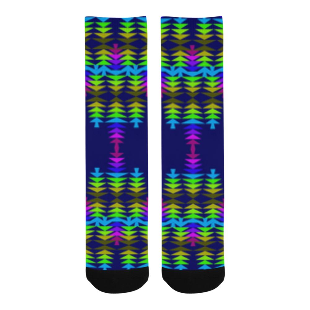 Dark Blue Sage with Eagle Feather Trouser Socks Trouser Socks e-joyer